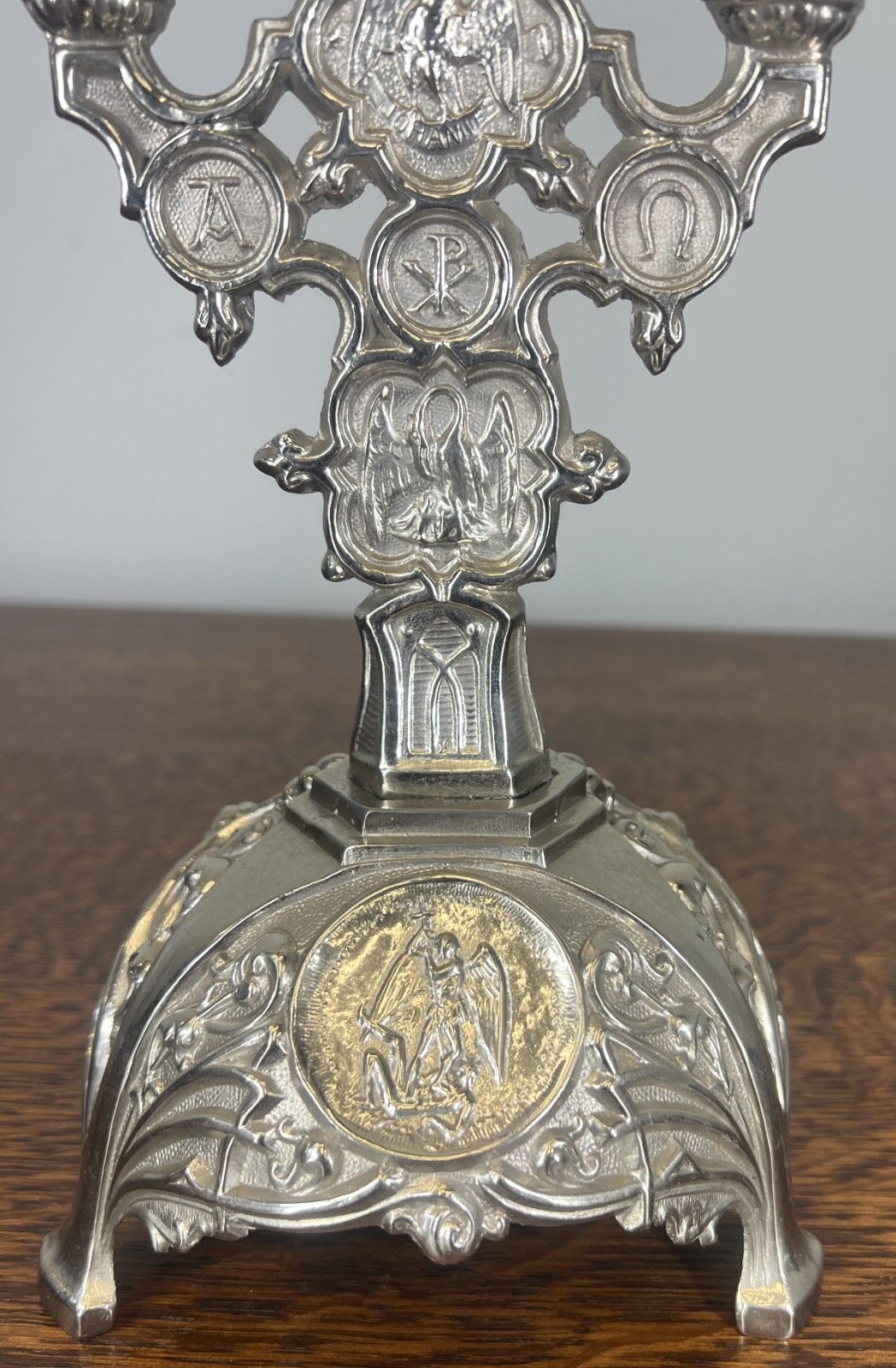 Crucifix Vintage French Style Metal Ornate Religious Altar Cross Lot 4763 photo vinterior