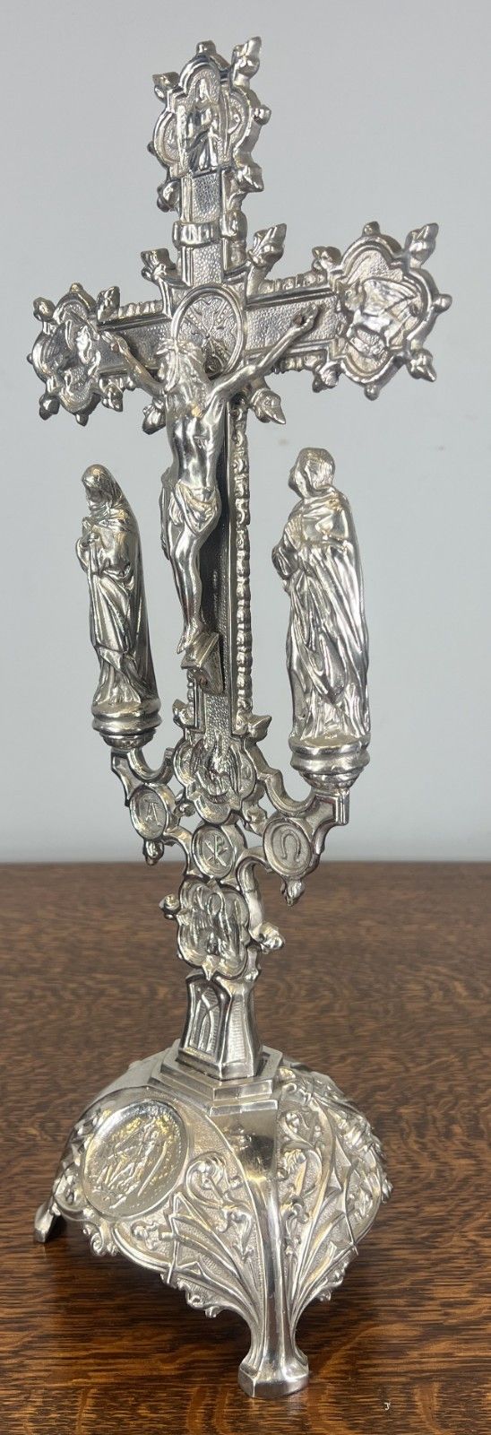 Crucifix Vintage French Style Metal Ornate Religious Altar Cross Lot 4763 photo buy