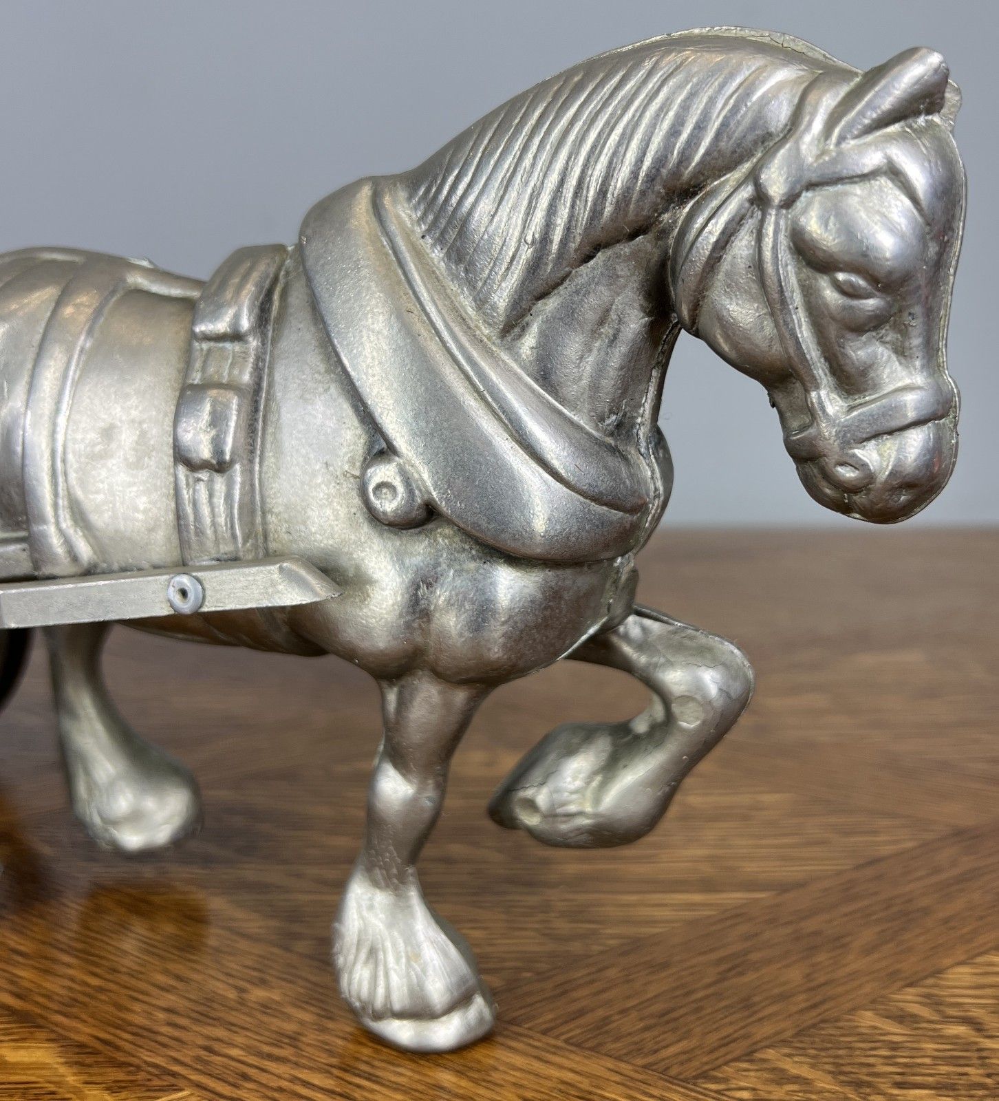 Figurine Horse Cart Vintage Style Metal Horse Drawn Wagon Sculpture Lot 4678 photo 229.0