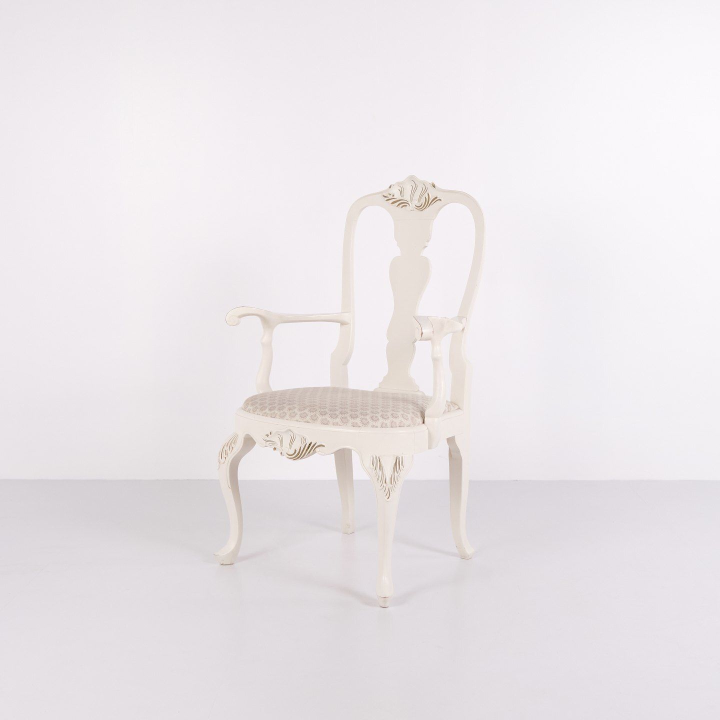 A Pair Of Armchairs – New Rococo Style – White Painted With Decorative Details – Year 1920s photo 1040.0