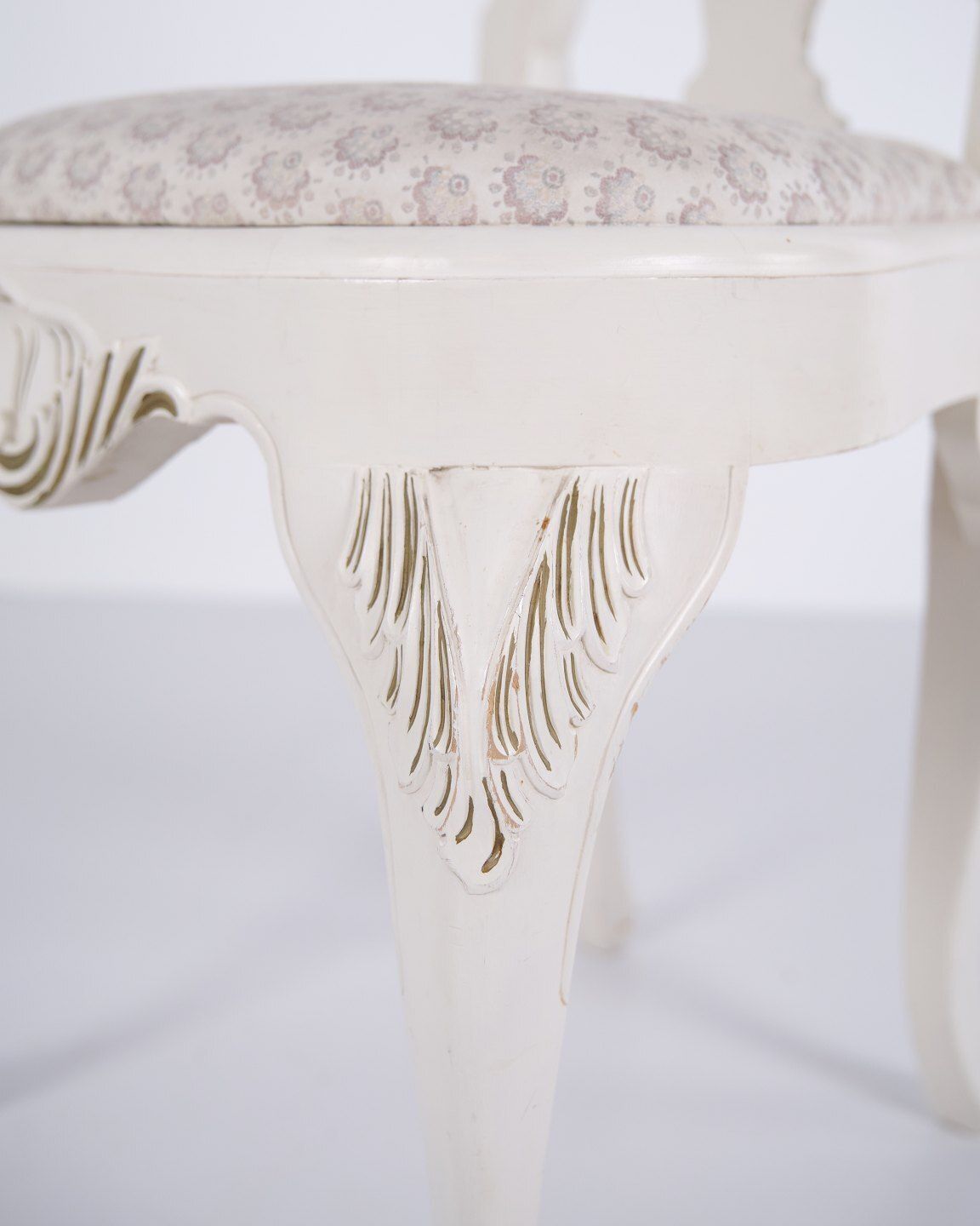 Set Of Six Dining Chairs   New Rococo Style   White Painted With Decorative Details   Year 1920s photo vintage