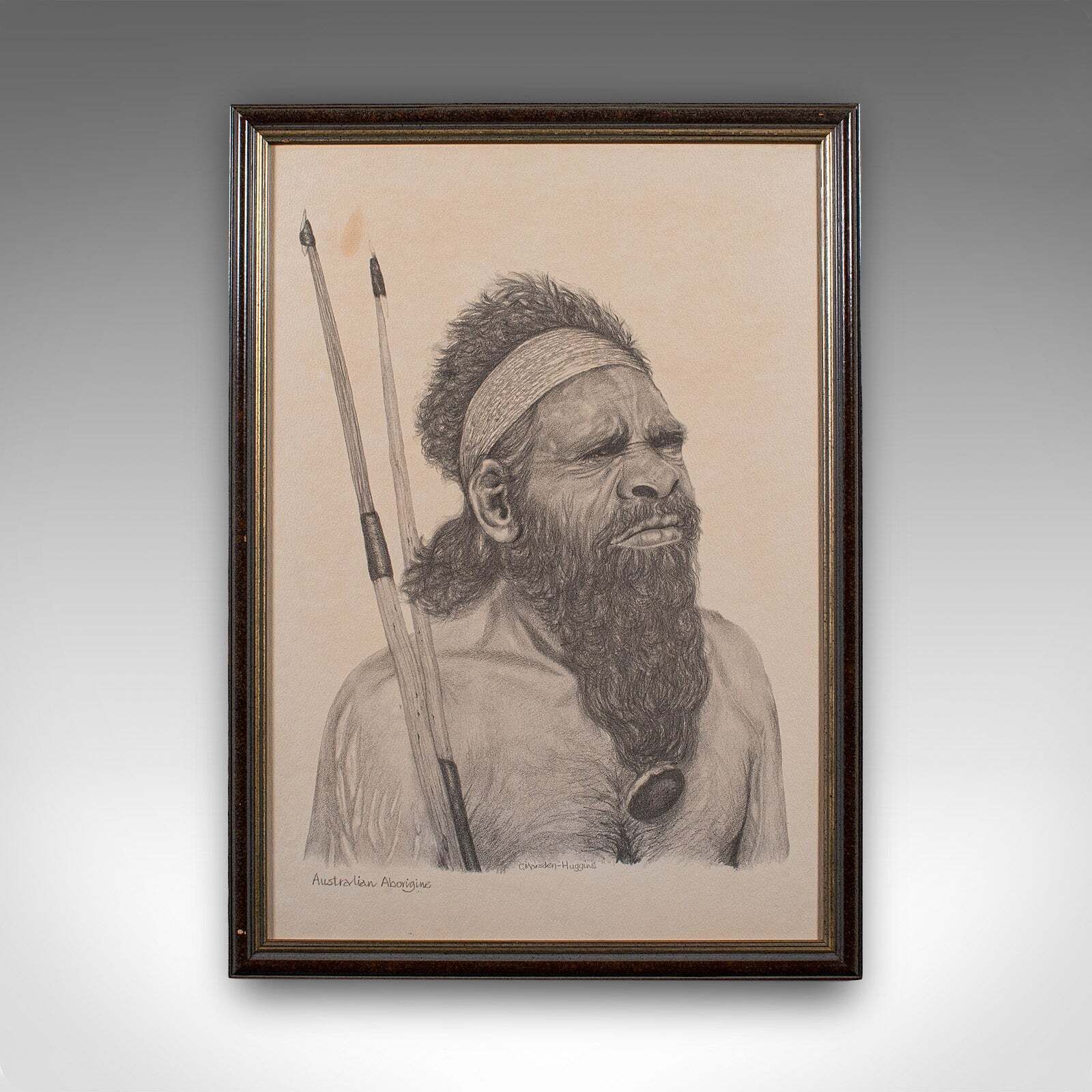 Vintage Aboriginal Man Portrait, Indigenous Australian Framed Art Print, Picture photo furniture