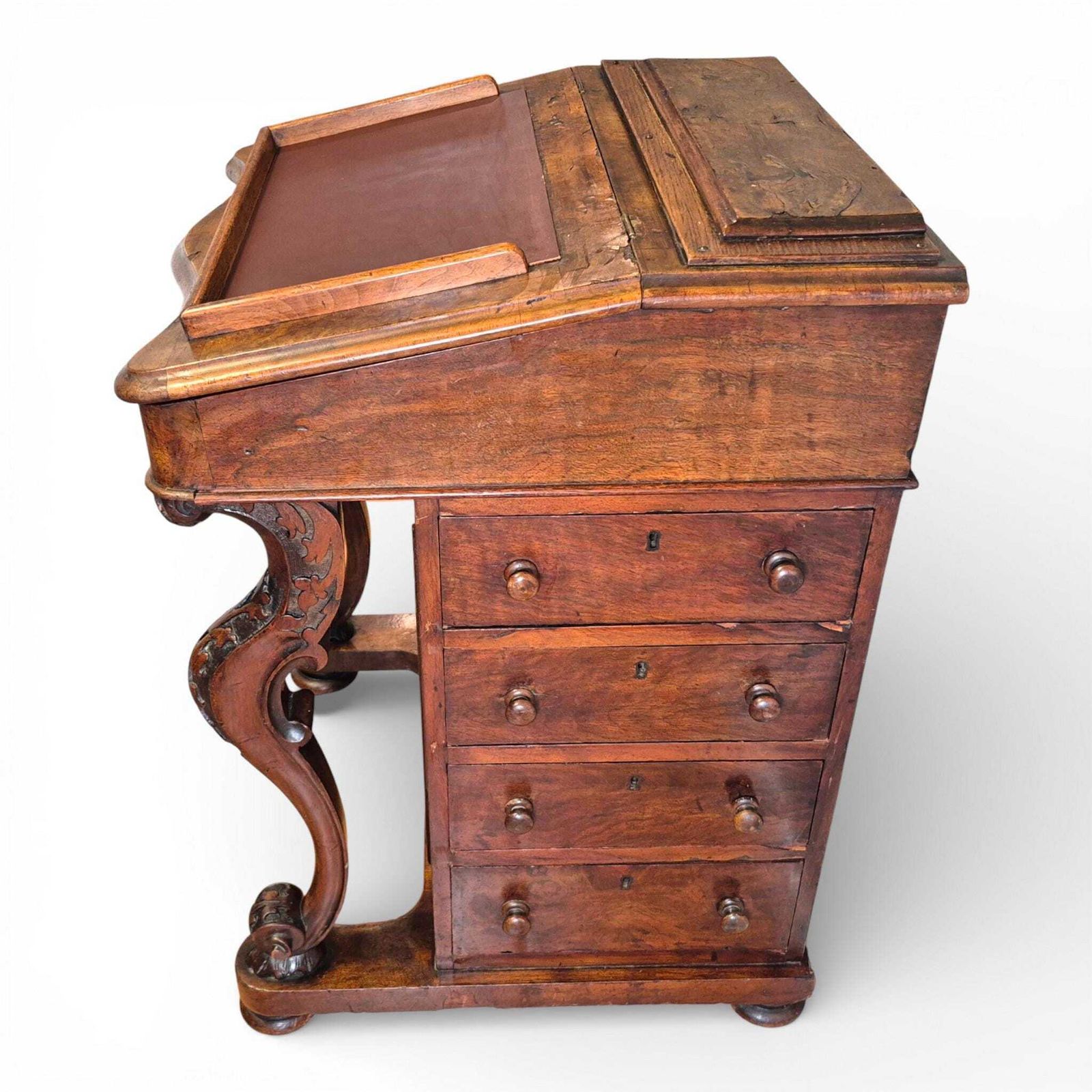 photo for sale Antique Victorian Walnut Davenport Writing Desk | 19th Century Sloping Bureau