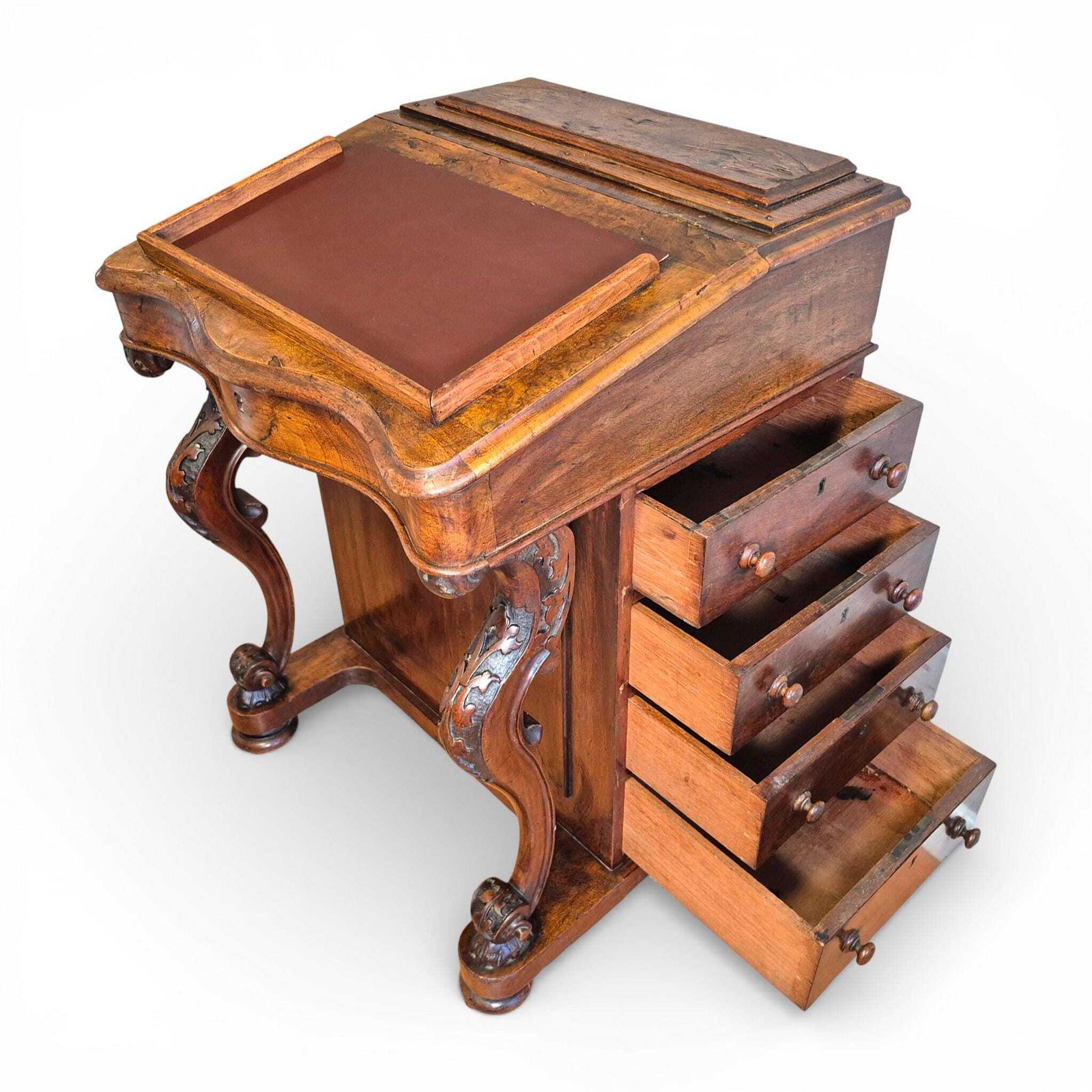 photo buy Antique Victorian Walnut Davenport Writing Desk | 19th Century Sloping Bureau