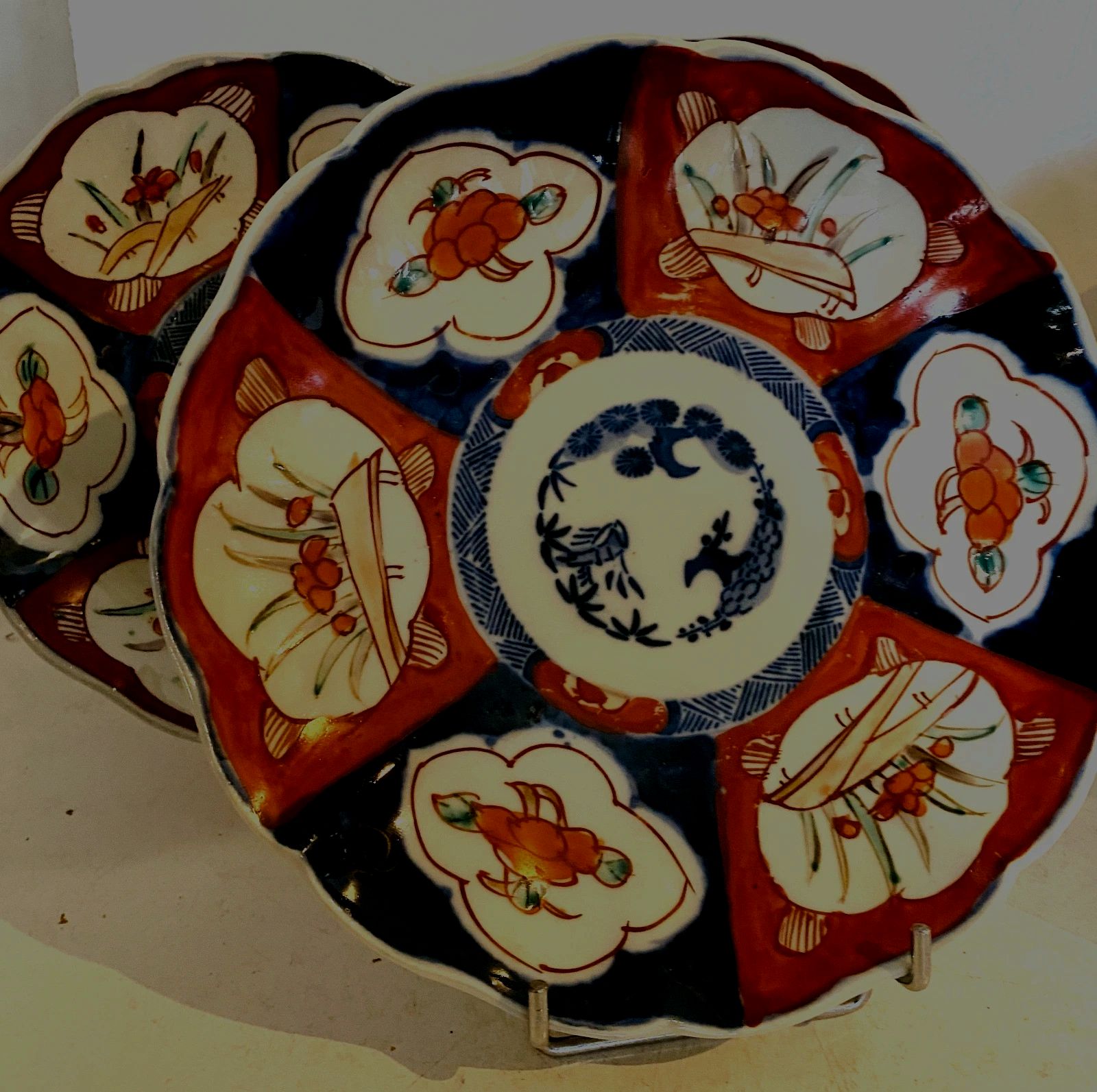 Imari Porcelain Set Of Six Plates Decorated 19th Century photo for sale