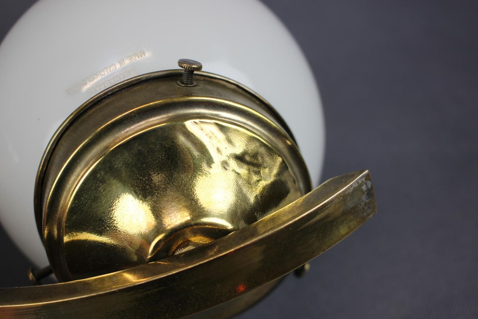 Pair Of Art Deco Brass Wall Lamps With Opaline Glass, Europe, 1930s photo buy