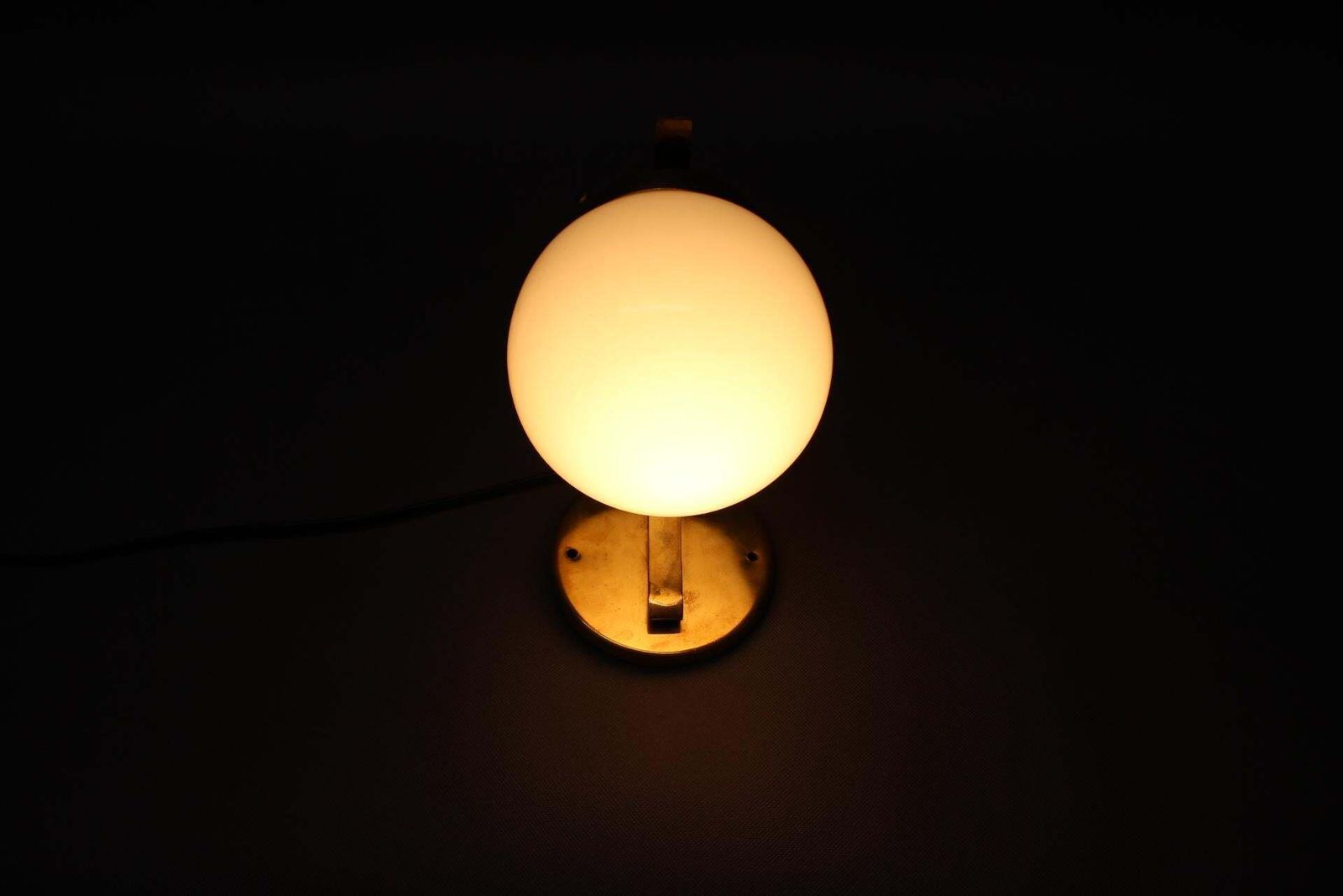 914.0 Pair Of Art Deco Brass Wall Lamps With Opaline Glass, Europe, 1930s photo