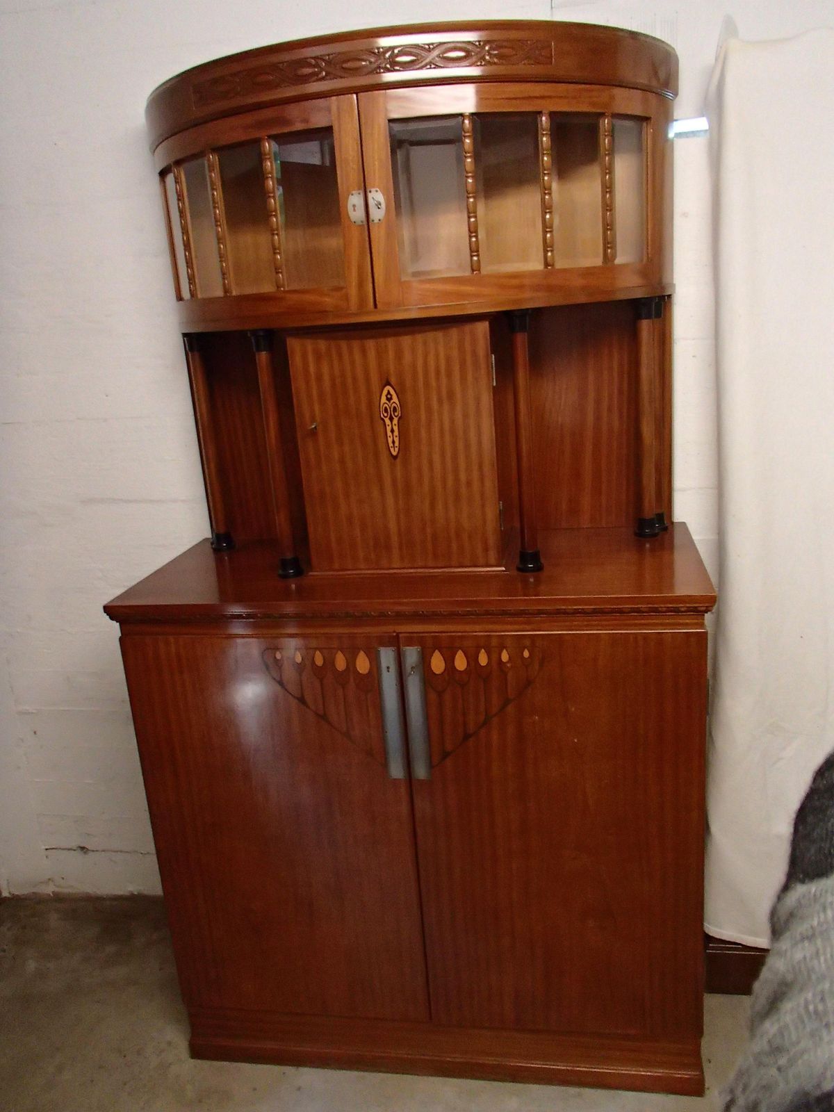 Exquisite Art Nouveau Credenza With Inlays And Surrounding Display Case photo buy