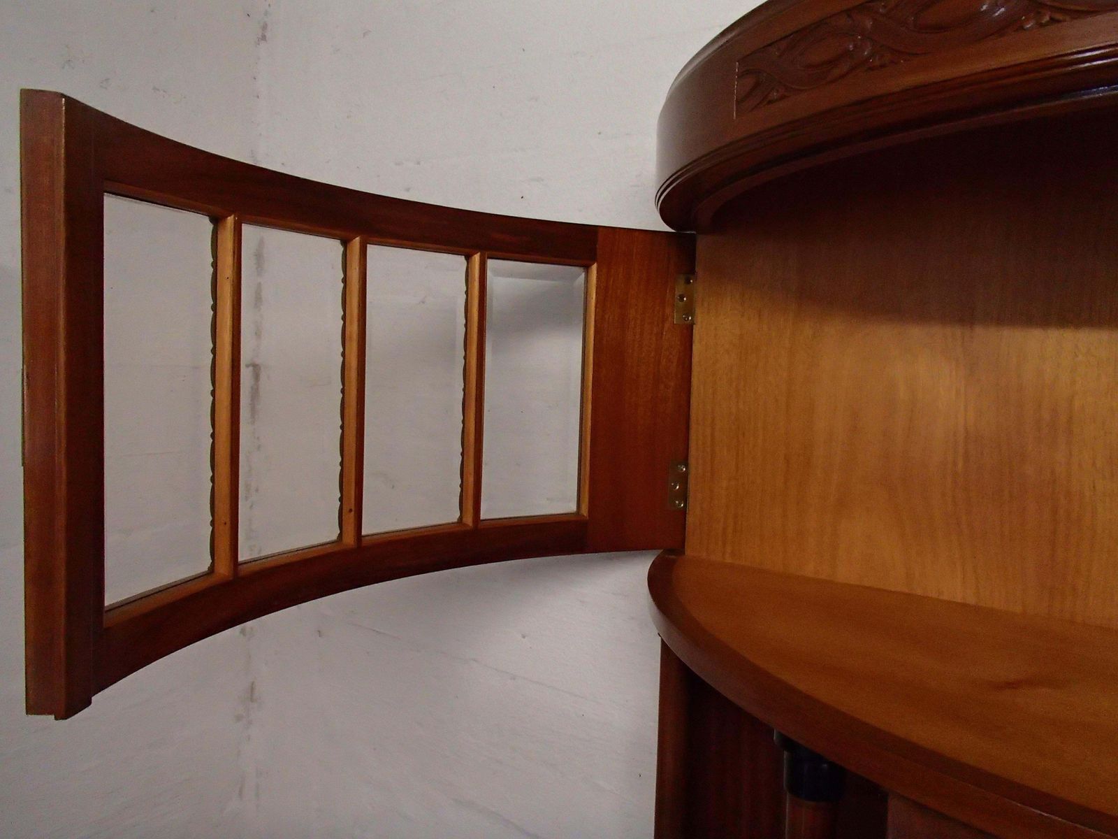 Furniture Exquisite Art Nouveau Credenza With Inlays And Surrounding Display Case photo