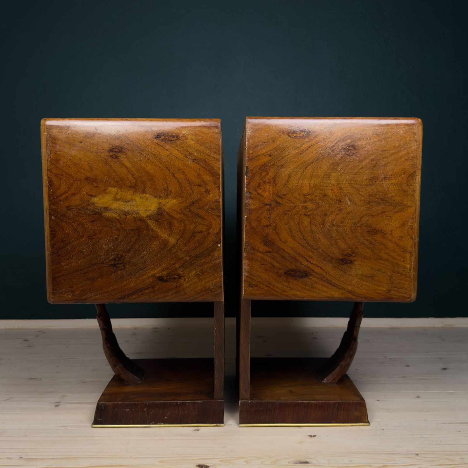 Vintage Wood Nightstands, Italy 1950s, Set Of 2 photo Furniture