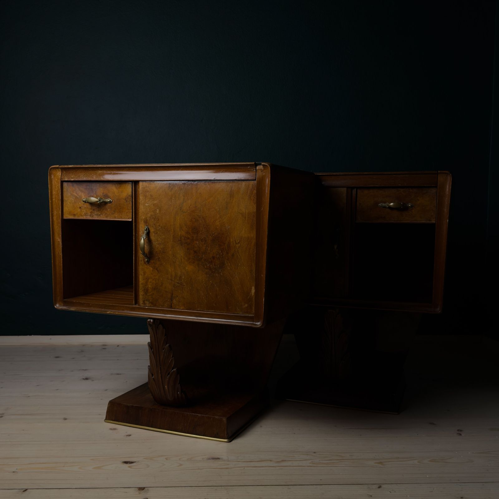 1560.0 Vintage Wood Nightstands, Italy 1950s, Set Of 2 photo