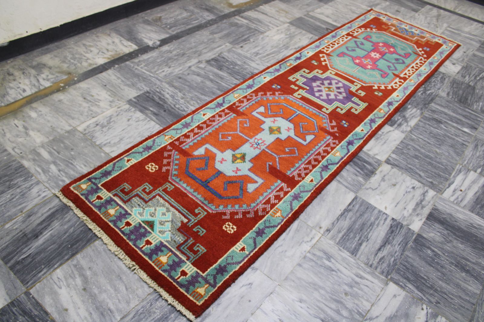 2x10 Turkish Handmade Geometric Tribal Runner Rug photo furniture