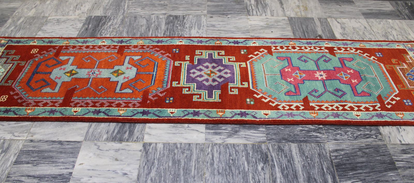 2x10 Turkish Handmade Geometric Tribal Runner Rug photo Textiles