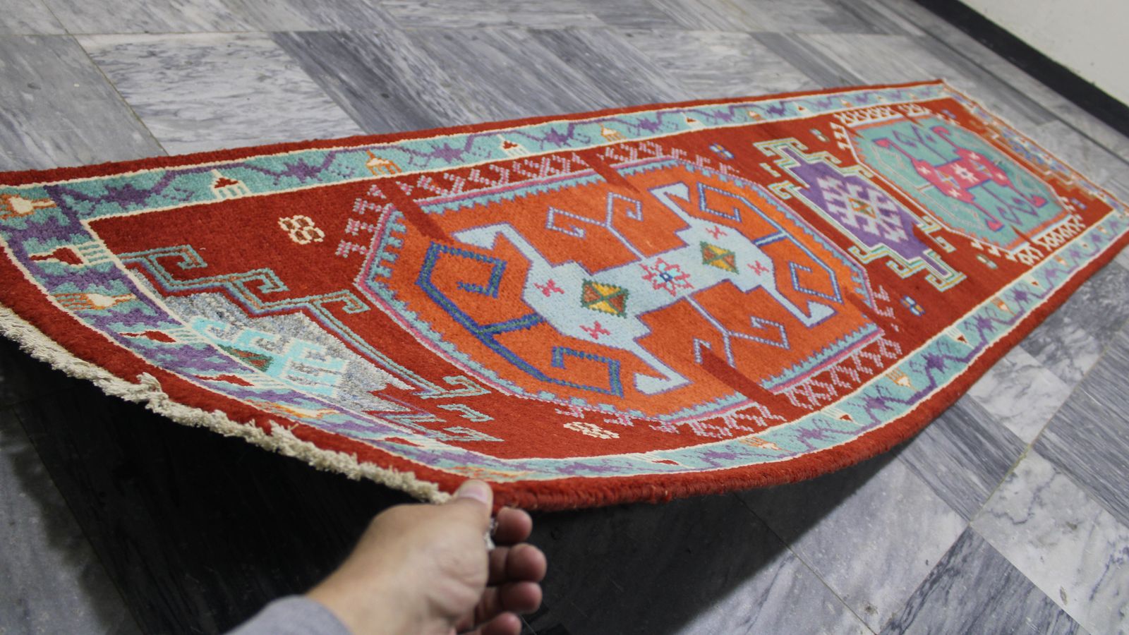 2x10 Turkish Handmade Geometric Tribal Runner Rug photo vinterior