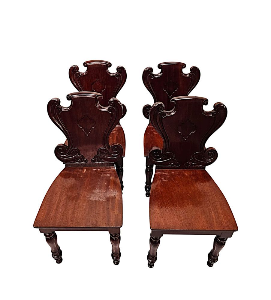 photo vinterior A Very Rare And Fine 19th Century Irish Set Of Four Hall Chairs
