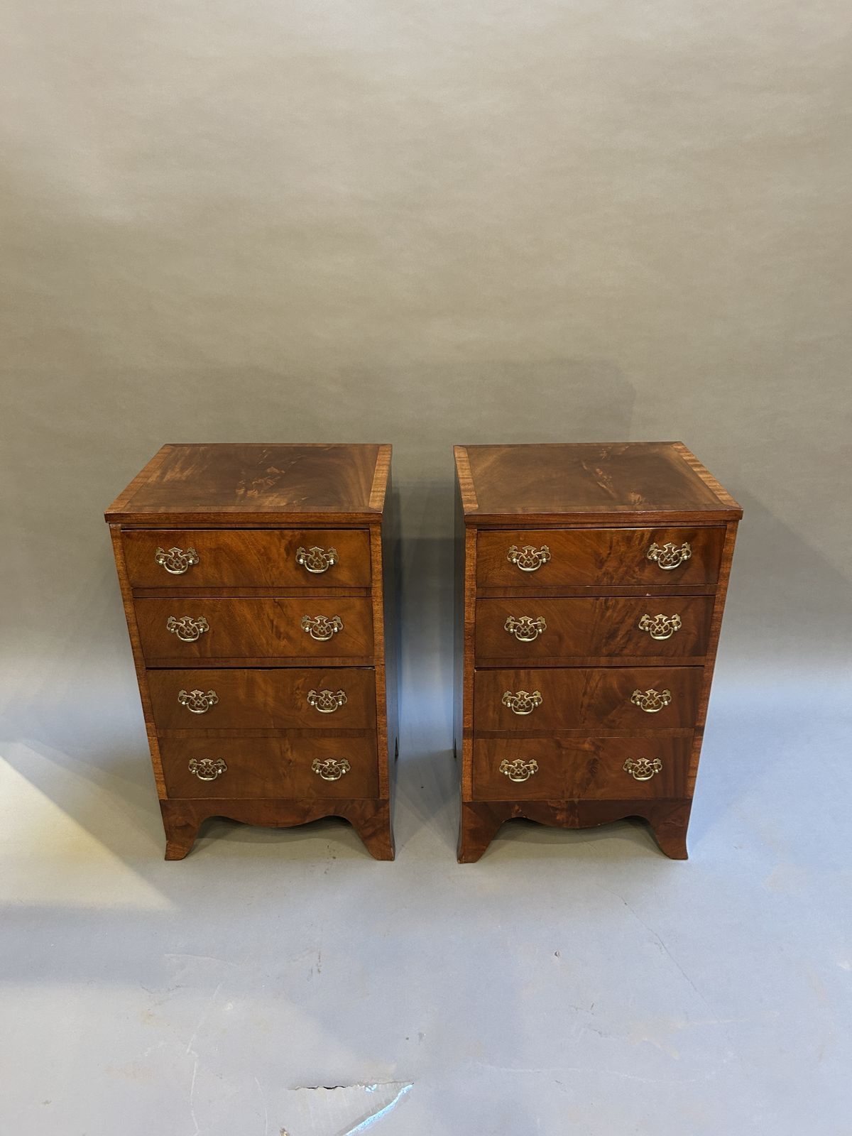 Pair Georgian Revival Bedside Chest Of Drawers photo vinterior