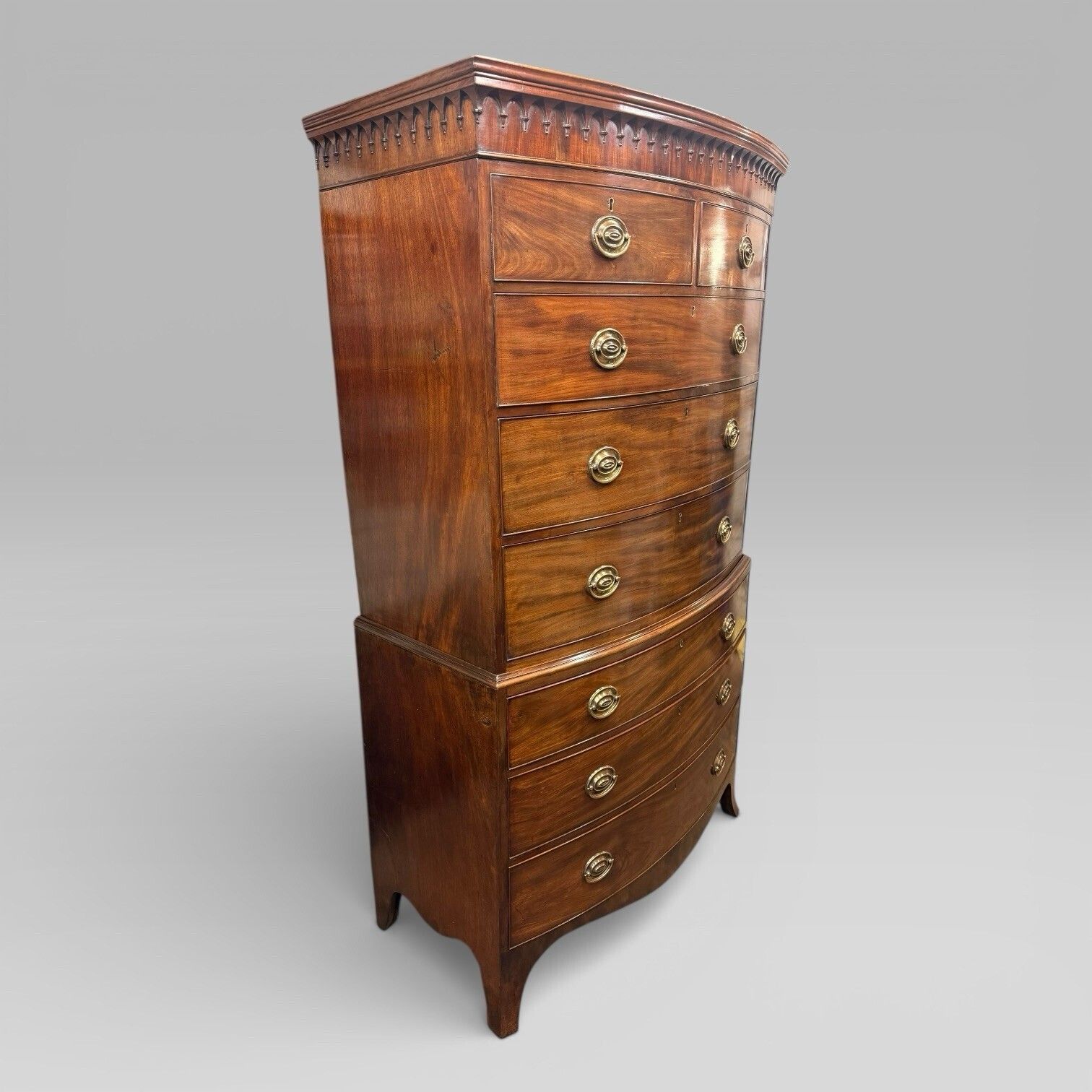 Antique Georgian George III Mahogany Bow Front Chest On Chest photo furniture