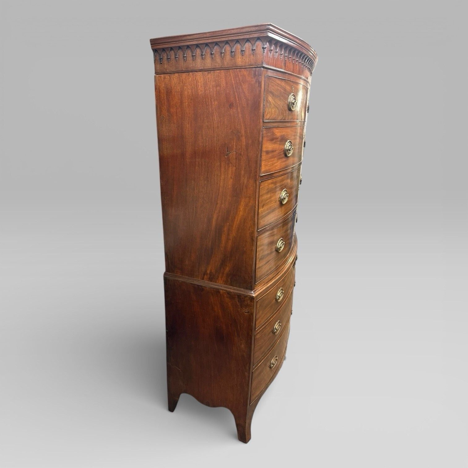 Antique Georgian George III Mahogany Bow Front Chest On Chest photo vinterior