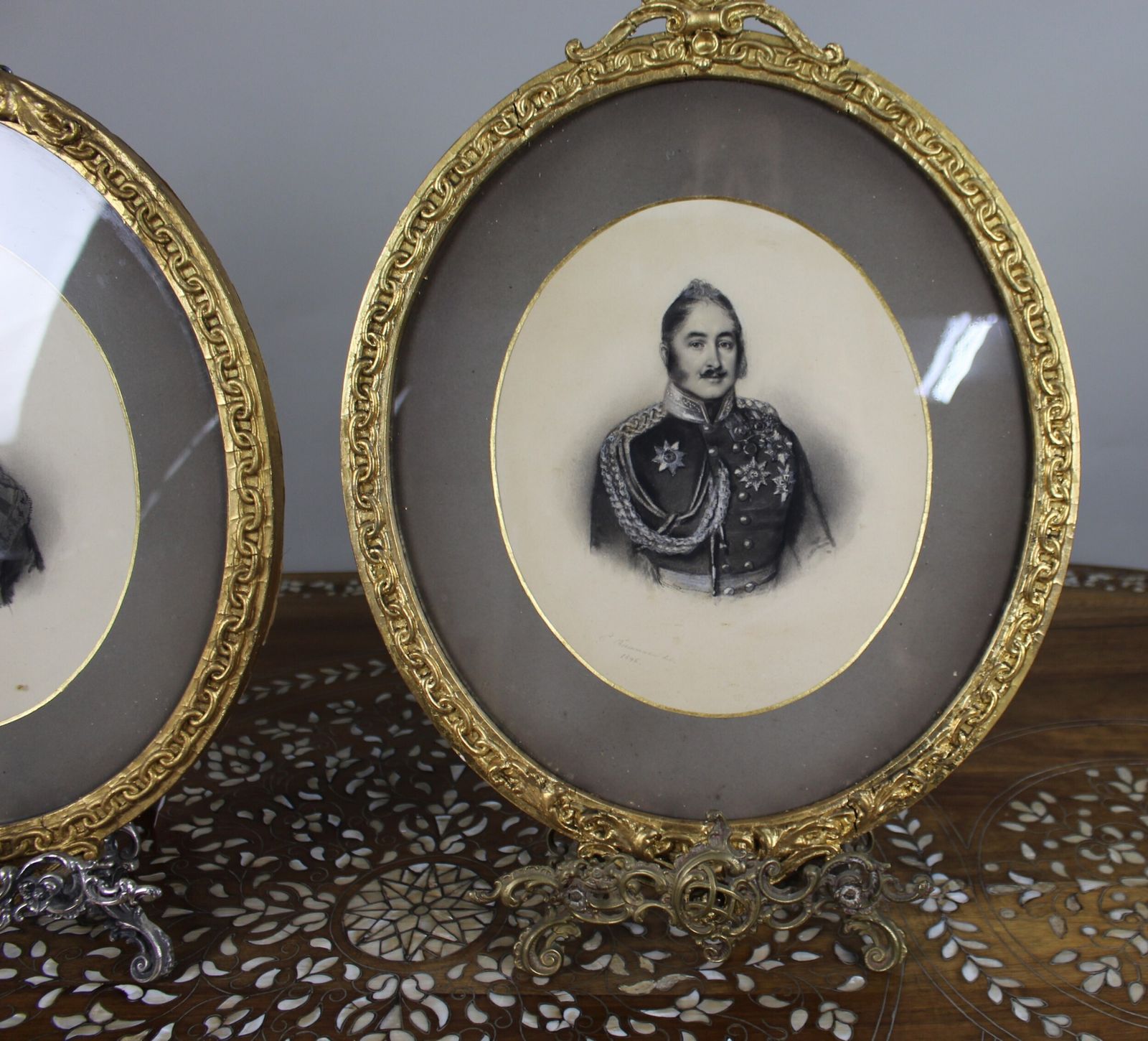 photo for sale Pair Of Mid 19th Century Portrait Drawings – Sir Hugh Halkett And Wife, Signed C. Reimann, 1846