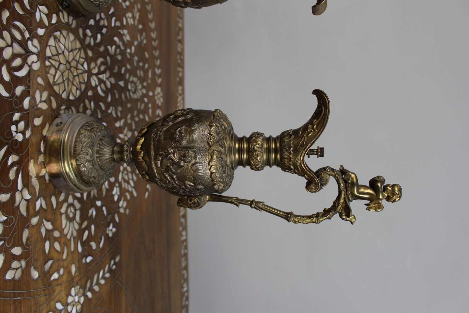photo furniture Pair Of 19th Century French Gilt Bronze Bacchanalian Ewers With Cherubs