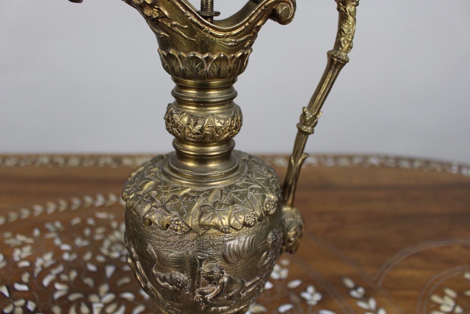 850.0 Pair Of 19th Century French Gilt Bronze Bacchanalian Ewers With Cherubs photo