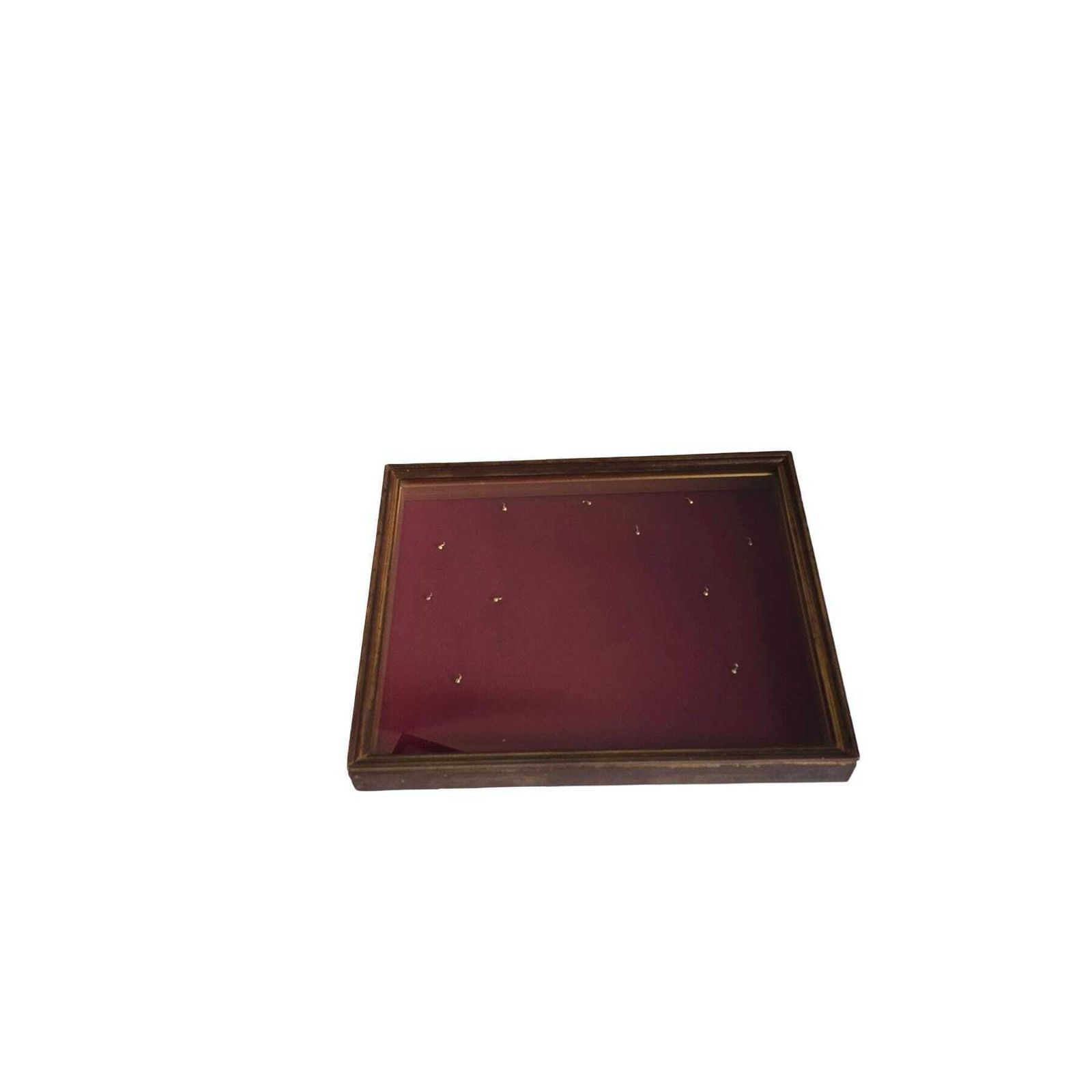 photo furniture Vintage Wooden Medal Display Case With Back Opening, Red Velvet Backing And 11 Hooks