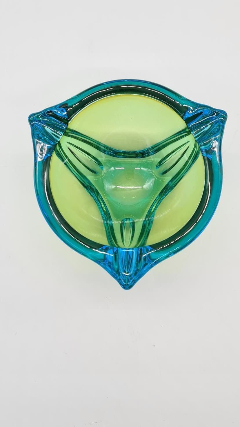 Murano Ashtray, Green Blue, Glass, Italy, 1970s. photo buy