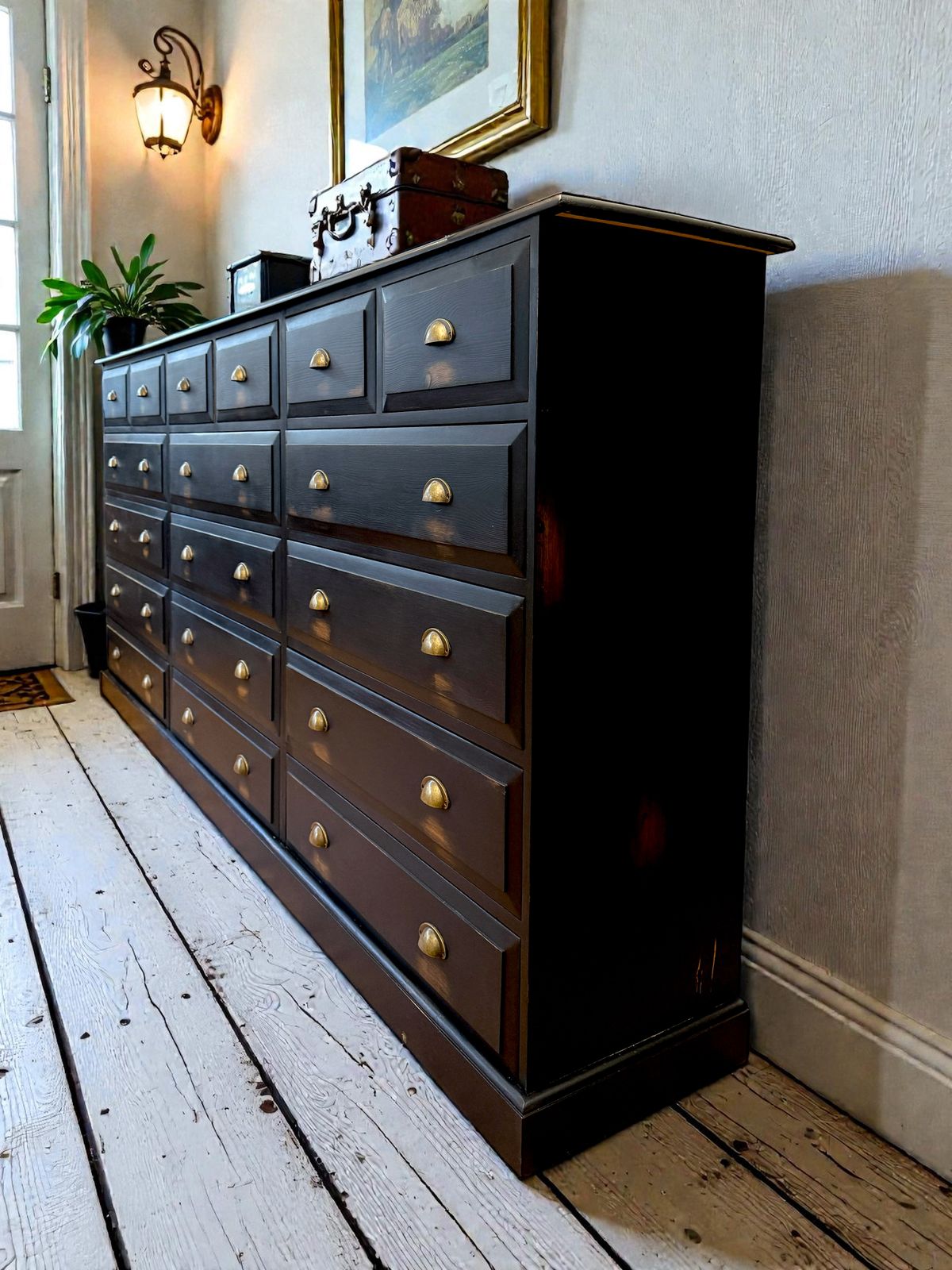 photo buy Large Painted Pine Bank Of Drawers