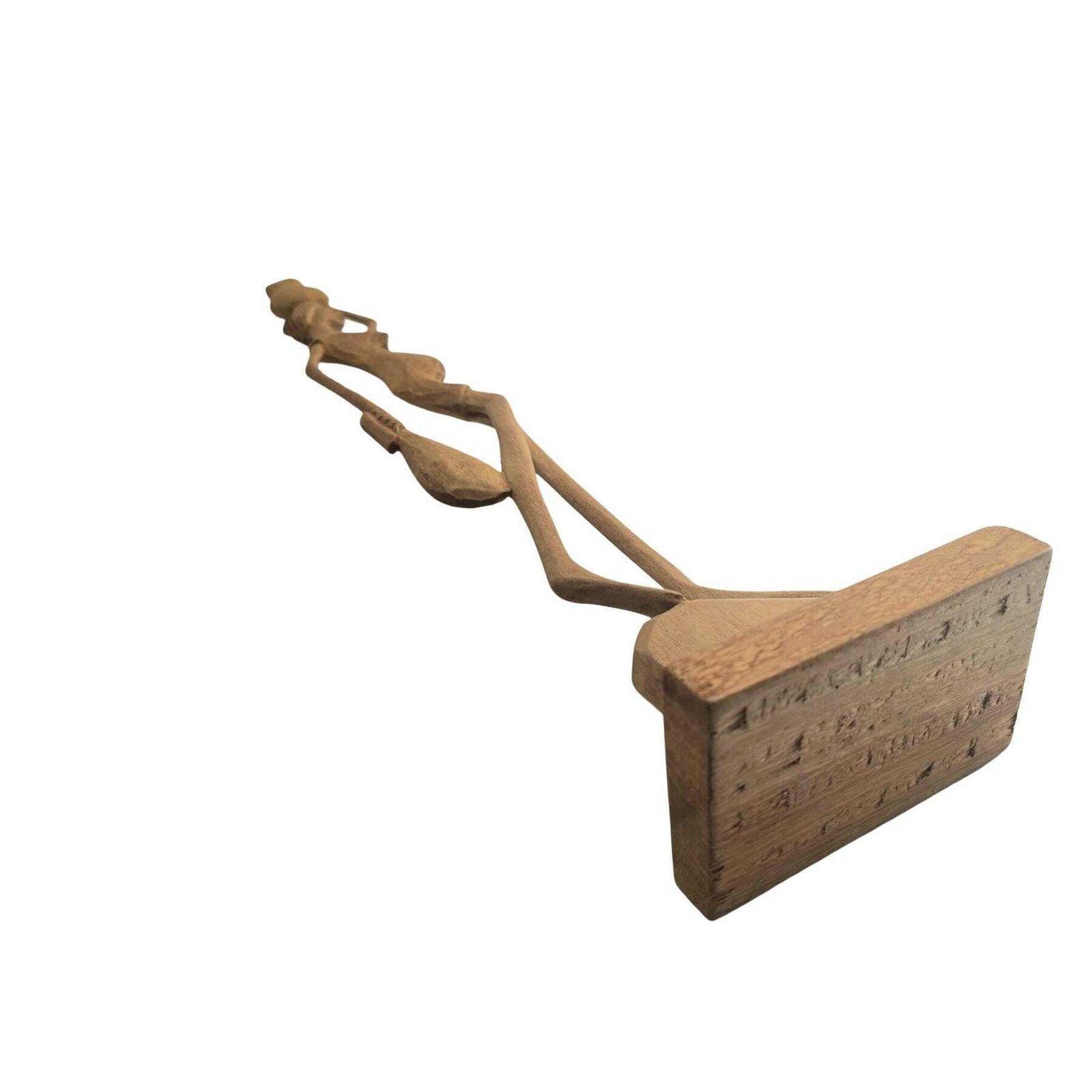 photo furniture Vintage Houten Afrikaans Gesneden Figuur Van Een Vrouw Met Een Kruik Op Haar Hoofd, 55 Cm