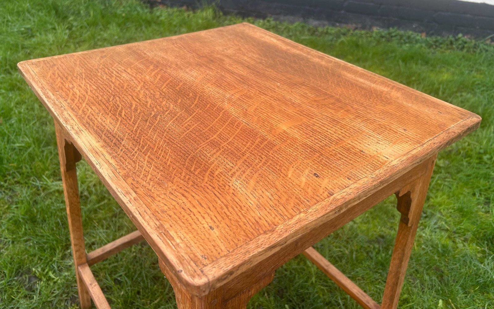 Edwardian Oak Antique Side Table Vintage Wooden Arts And Crafts Hall Desk Industrial Occasional Coffee Wine photo Furniture