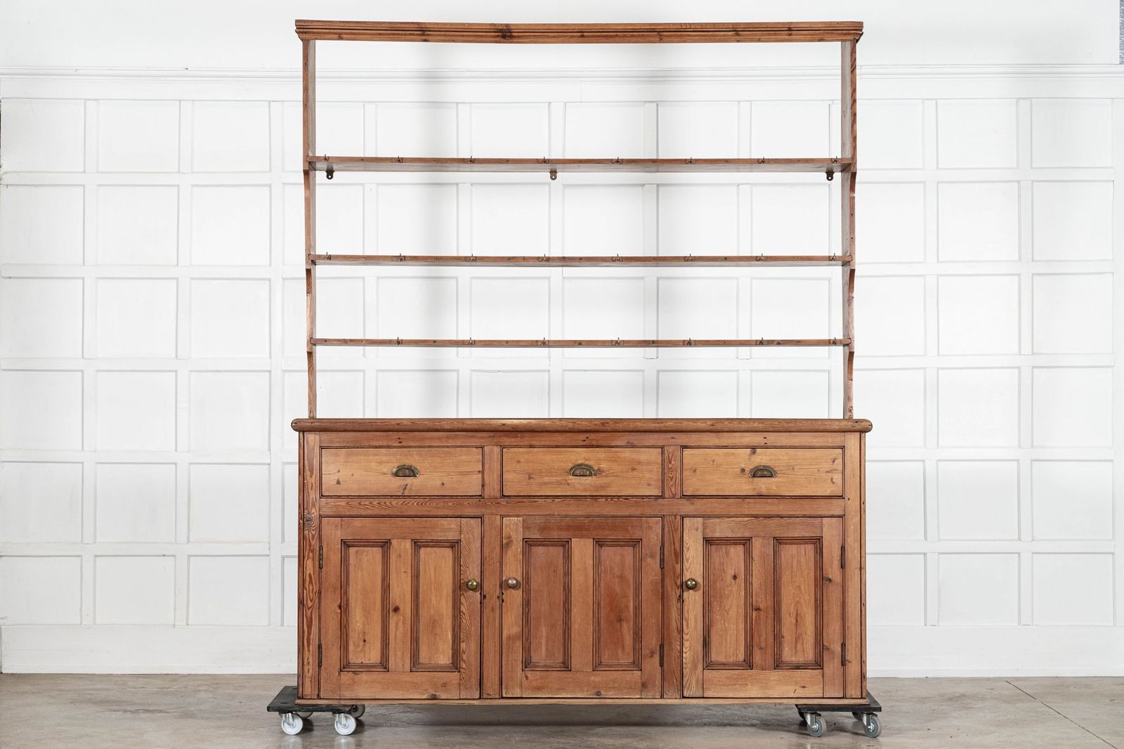 Large 19thc English Pine Waterfall Dresser