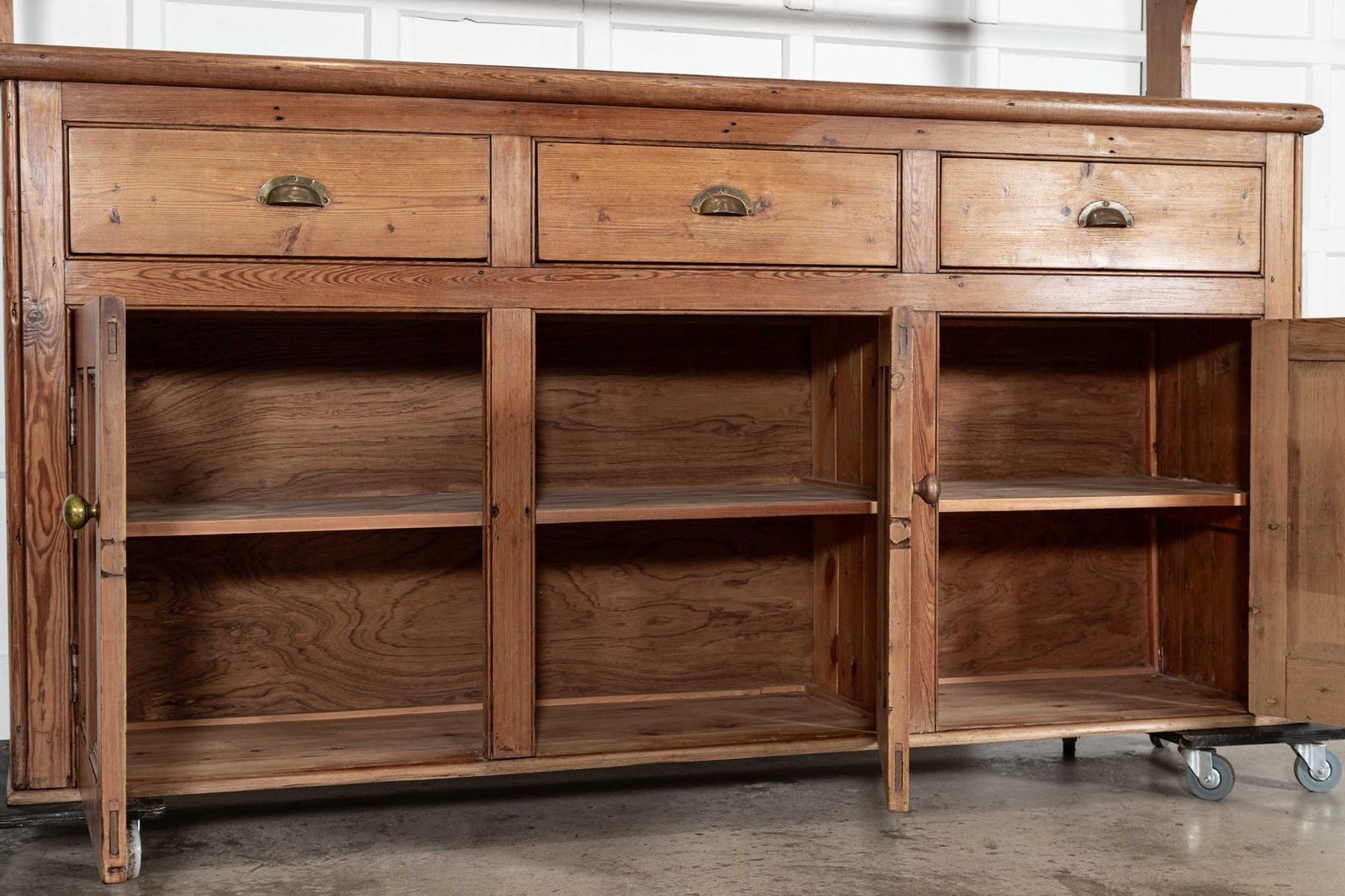 Furniture Large 19thc English Pine Waterfall Dresser photo