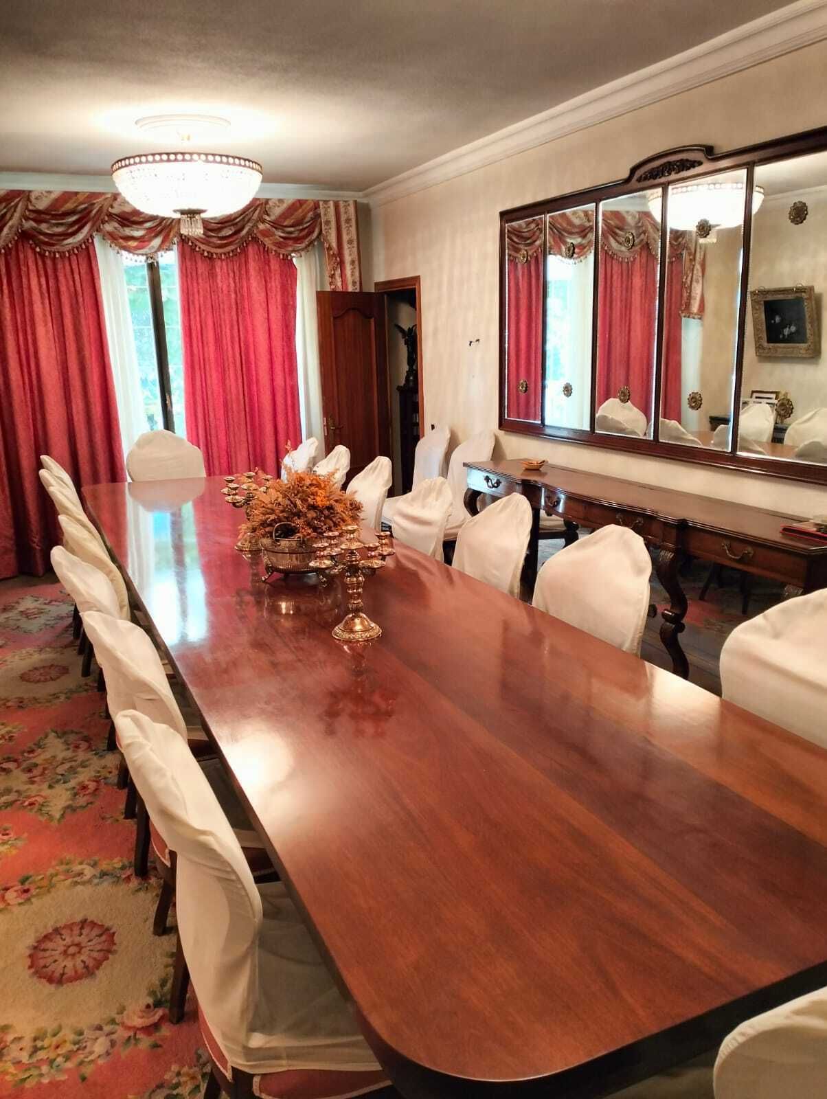 Mahogany Dining Set, 20 Mahogany Petit Point Chairs + A 6 Metres Unique Mahogany Table photo Furniture