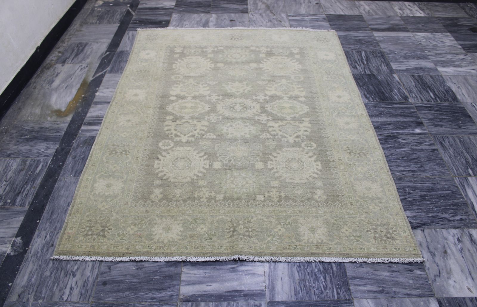 5x6 Vintage Oushak Turkish Hand Knotted Wool Rug