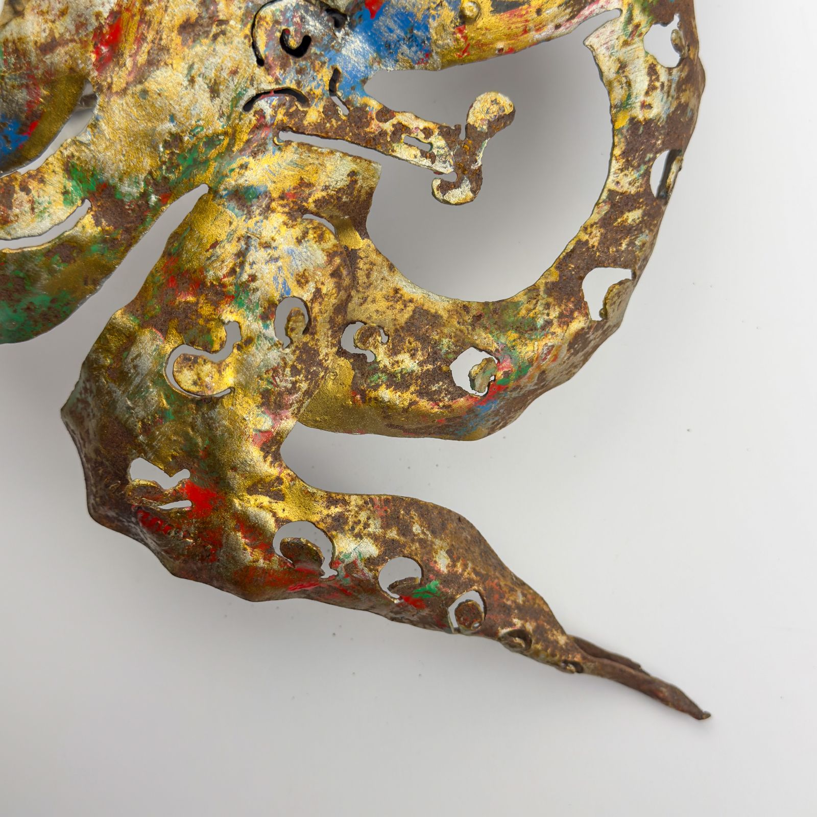 Original Metal Brutalist Wall Lamp Octopus By Salvino Marsura, Italy 1980s photo vintage