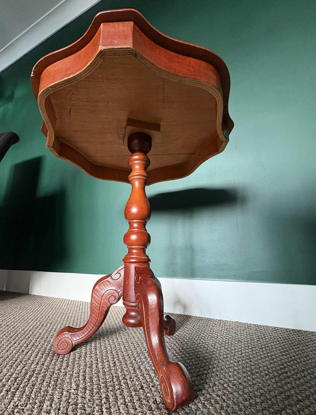 photo for sale Antique Marquetry Tripod Side Table With Floral Inlay