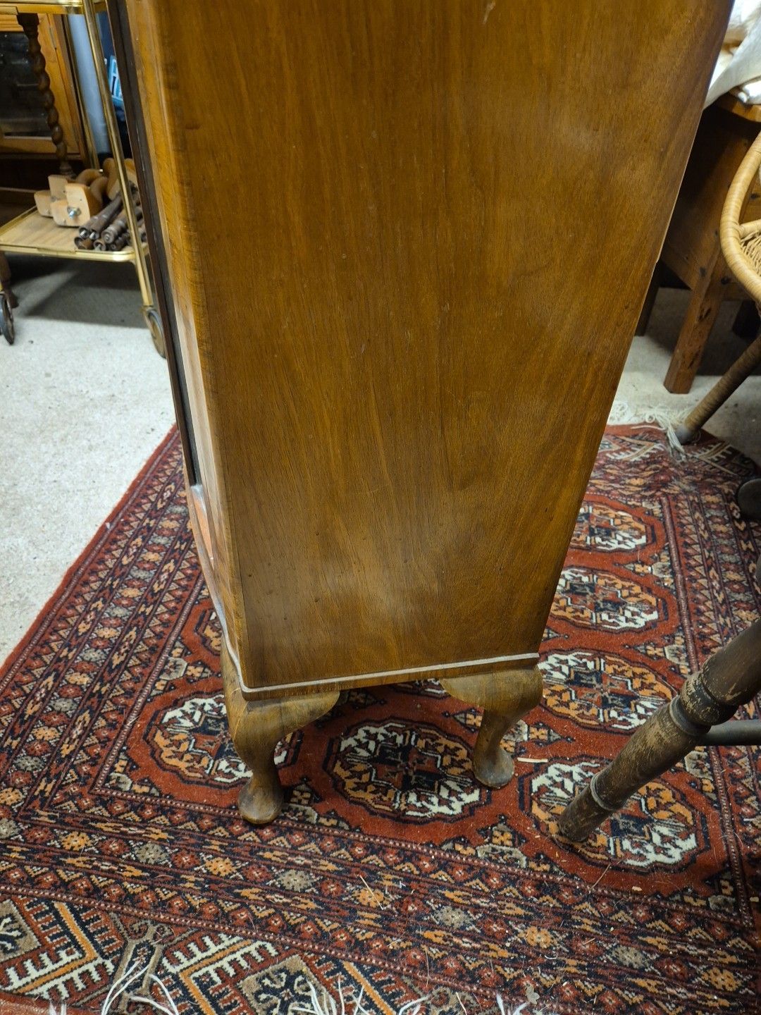 photo buy Beautiful 2 Door Antique Display Cabinet With Key, On Cabrio Legs