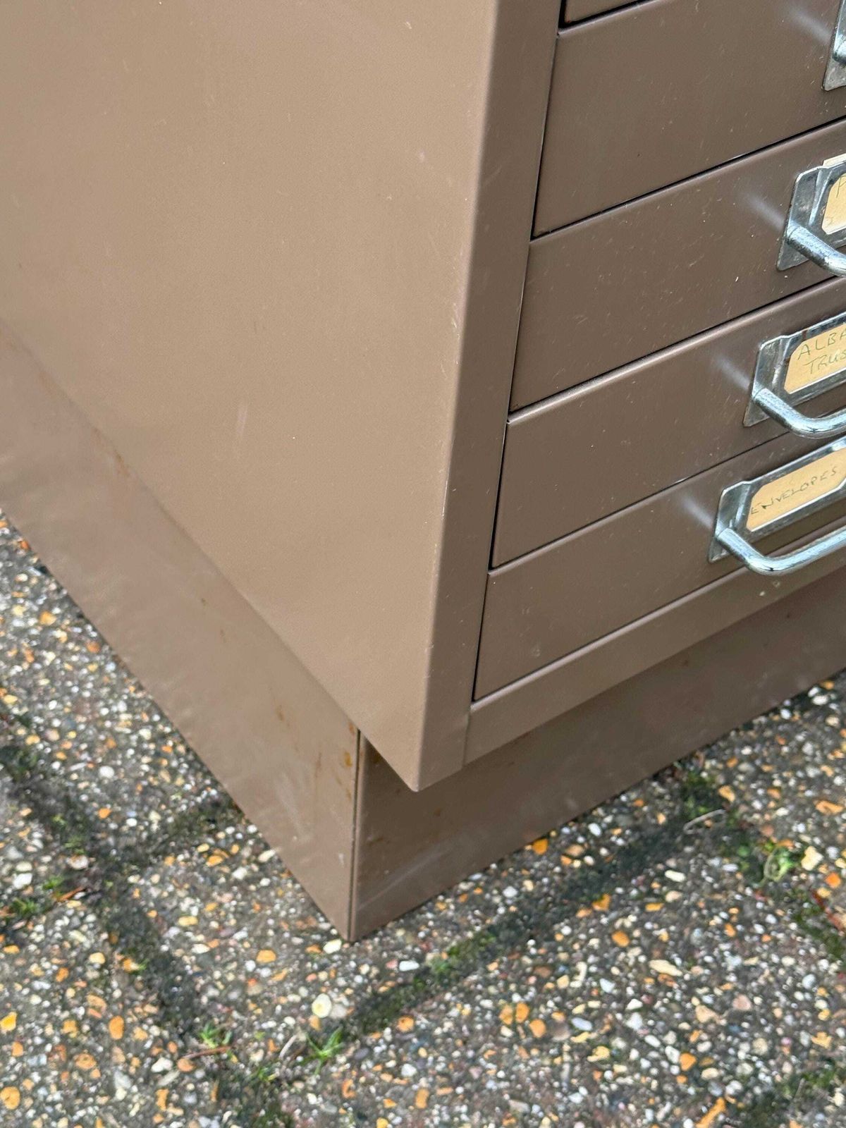 photo buy Mid Century Metal Filing Cabinet Drawer Unit Industrial Storage Chest Vintage Office   Coffee Latte Coloured, 10 Drawers
