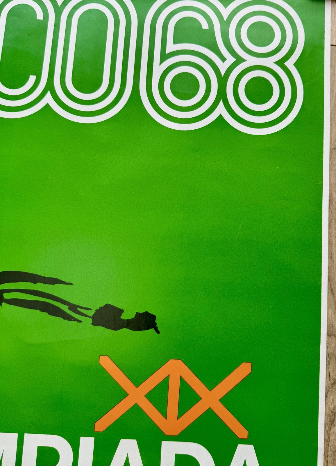 Rare Original Vintage Mexico 1968 Olympic Poster 60cms Olympiada Football Soccer photo Art
