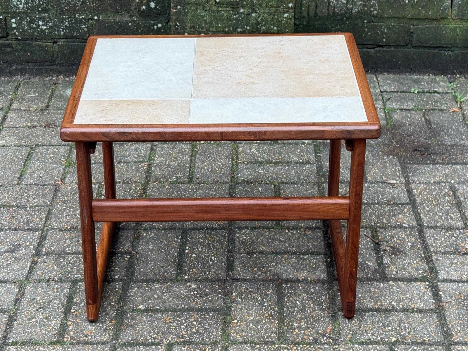 Mid Century Teak Tile Top, G Plan Style Side Table, Scandinavian Style Vintage Occasional Table photo vintage