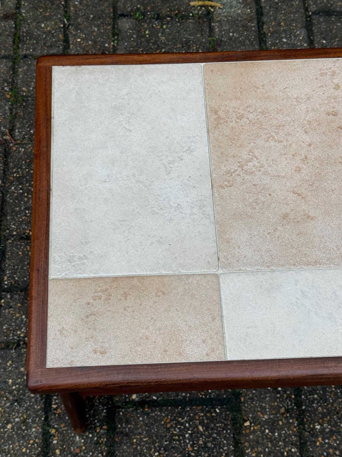 photo furniture Mid Century Teak Tile Top, G Plan Style Side Table, Scandinavian Style Vintage Occasional Table