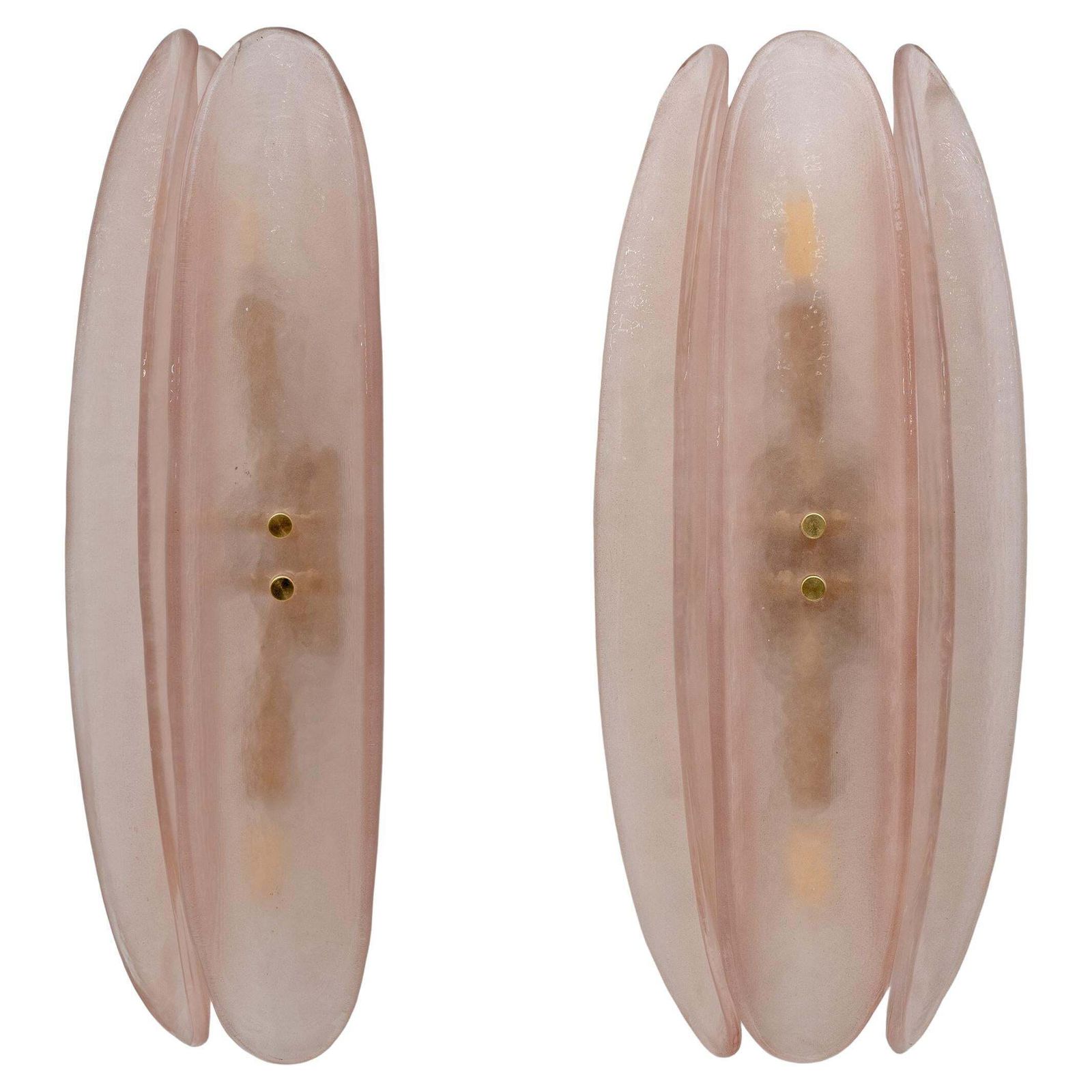 Pair Of Fontana Arte Style Mid Century Modern Pink Murano Glass Sconces