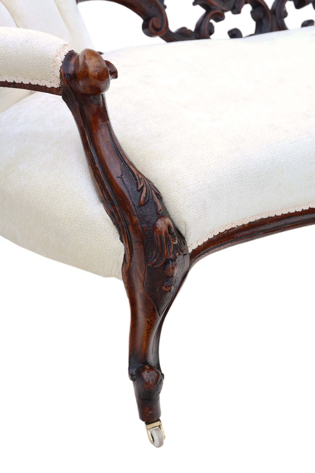 Antique Victorian C.1860 Walnut Chaise Longue / Conversation Sofa – Elegant 19th Century Seating photo Furniture