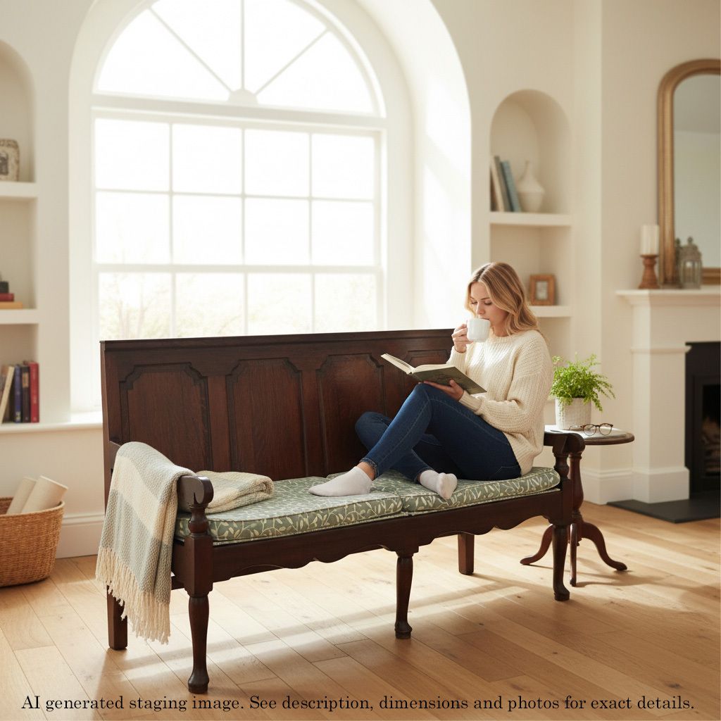 Antique C.1790 Georgian Oak Settle Bench Seat – Elegant 18th Century Furniture photo furniture