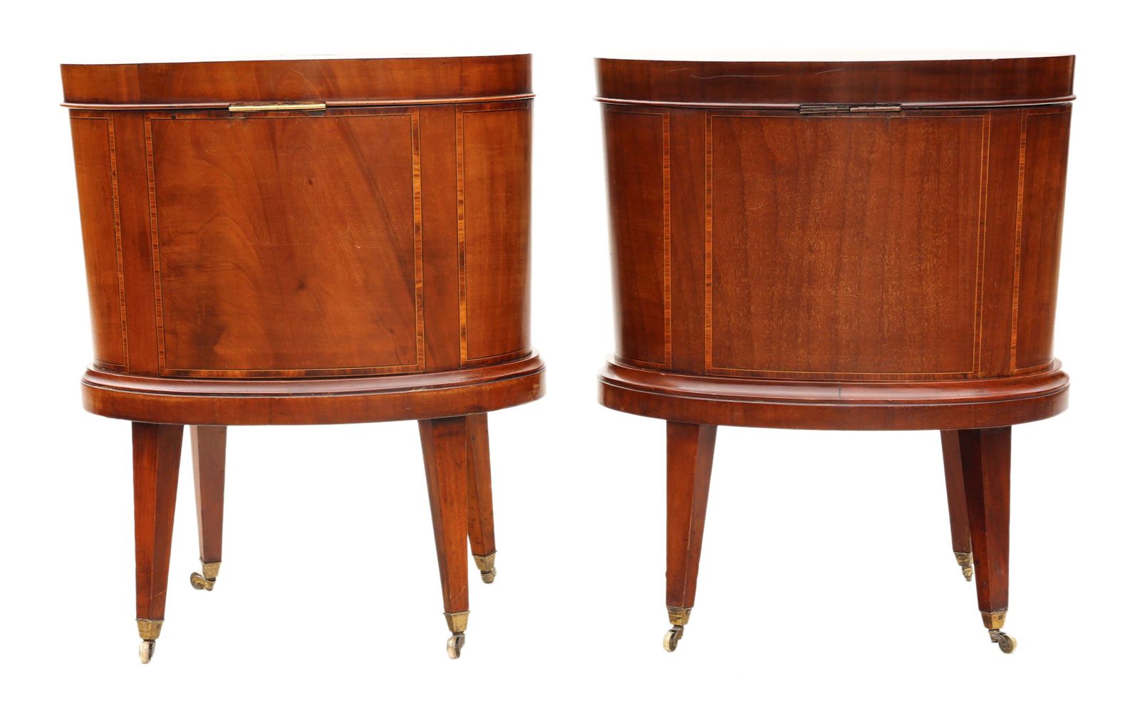 Antique 19th Century Georgian Revival Pair Of Inlaid Mahogany Cellarettes   Cupboards Cabinets photo 2795.0