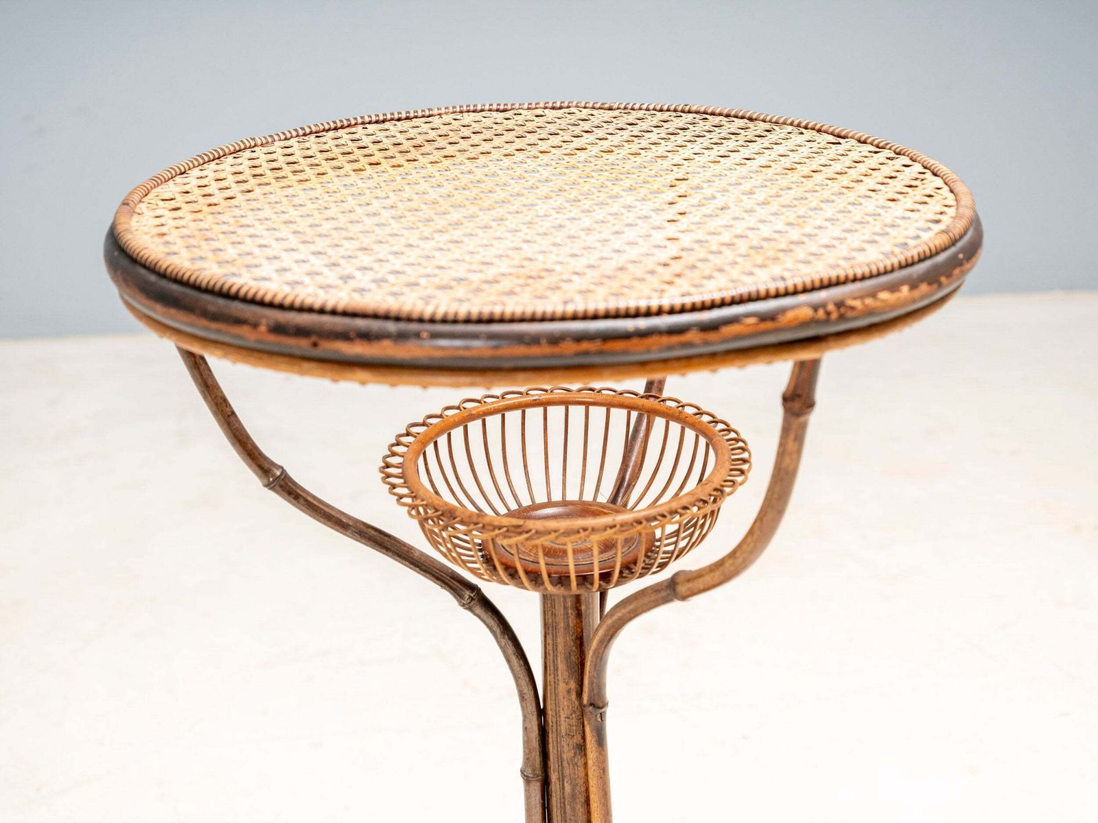 Art Nouveau Bentwood & Rattan Pedestal Table, Central Europe, C. 1900–1925