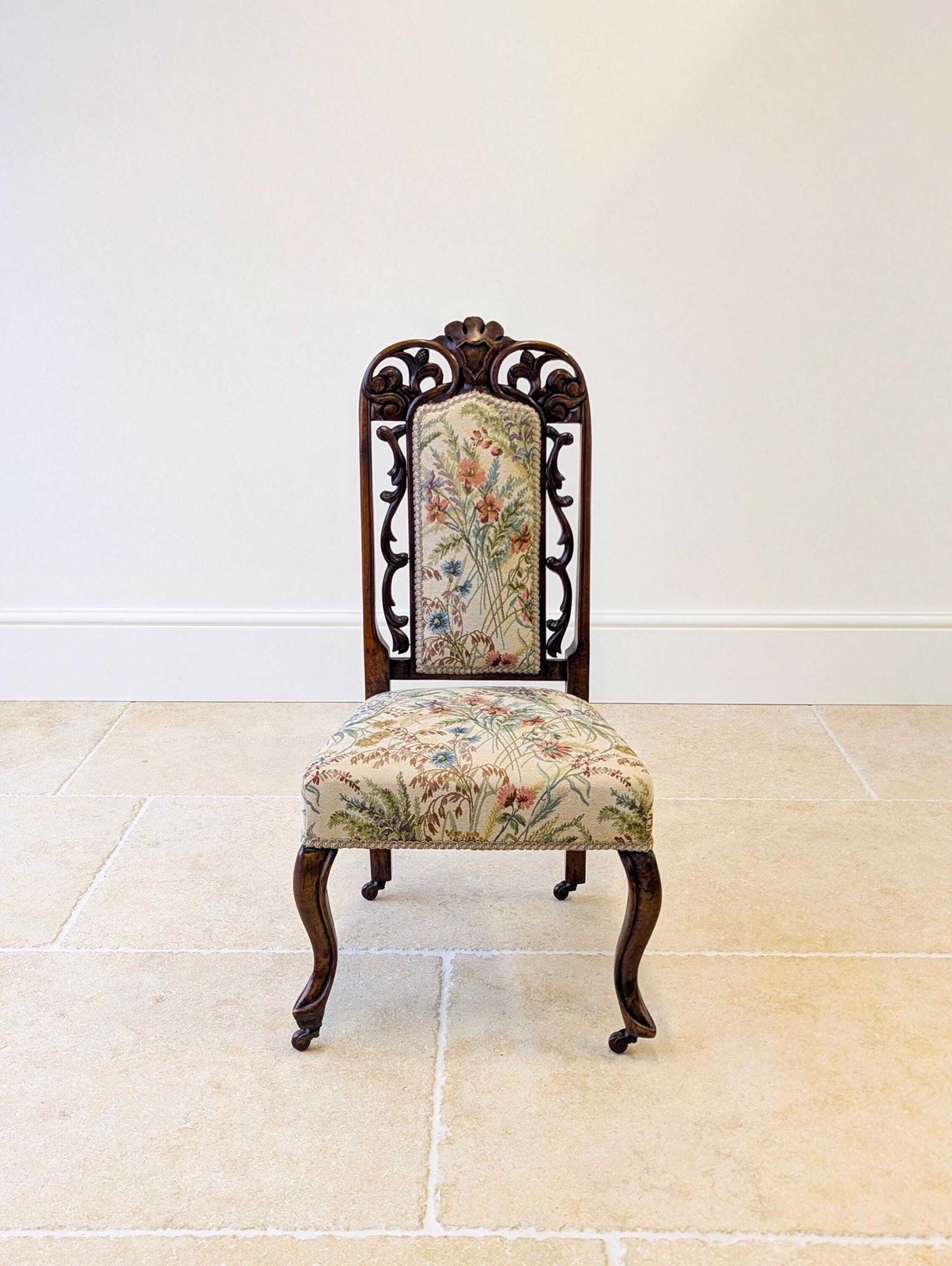 Antique Victorian Walnut Upholstered Side Chair C.1880 photo furniture