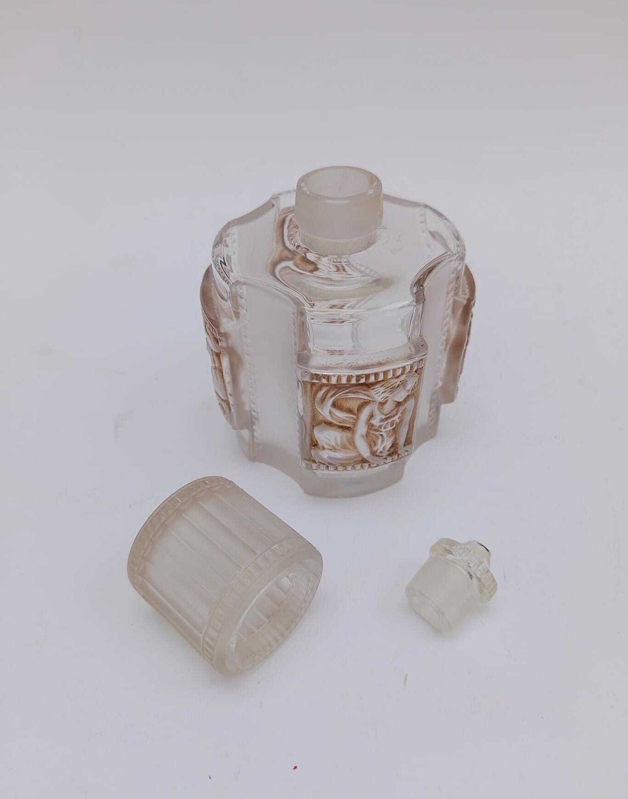 Helene Lalique Perfume Bottle, Vintage 1940s Glass Bottle, 634 Sepia Staining photo buy