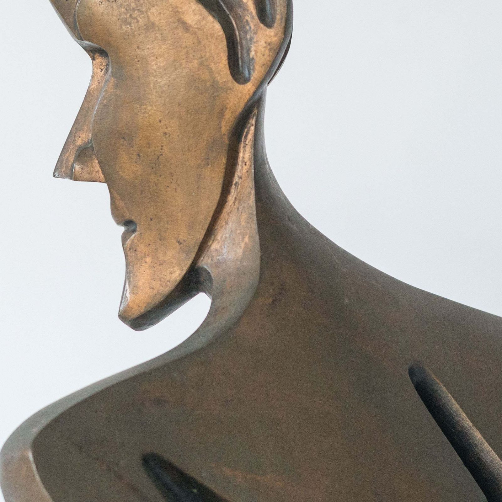 Modernistisch Bronzen Buste – Gesigneerd Fabregat photo Kunst