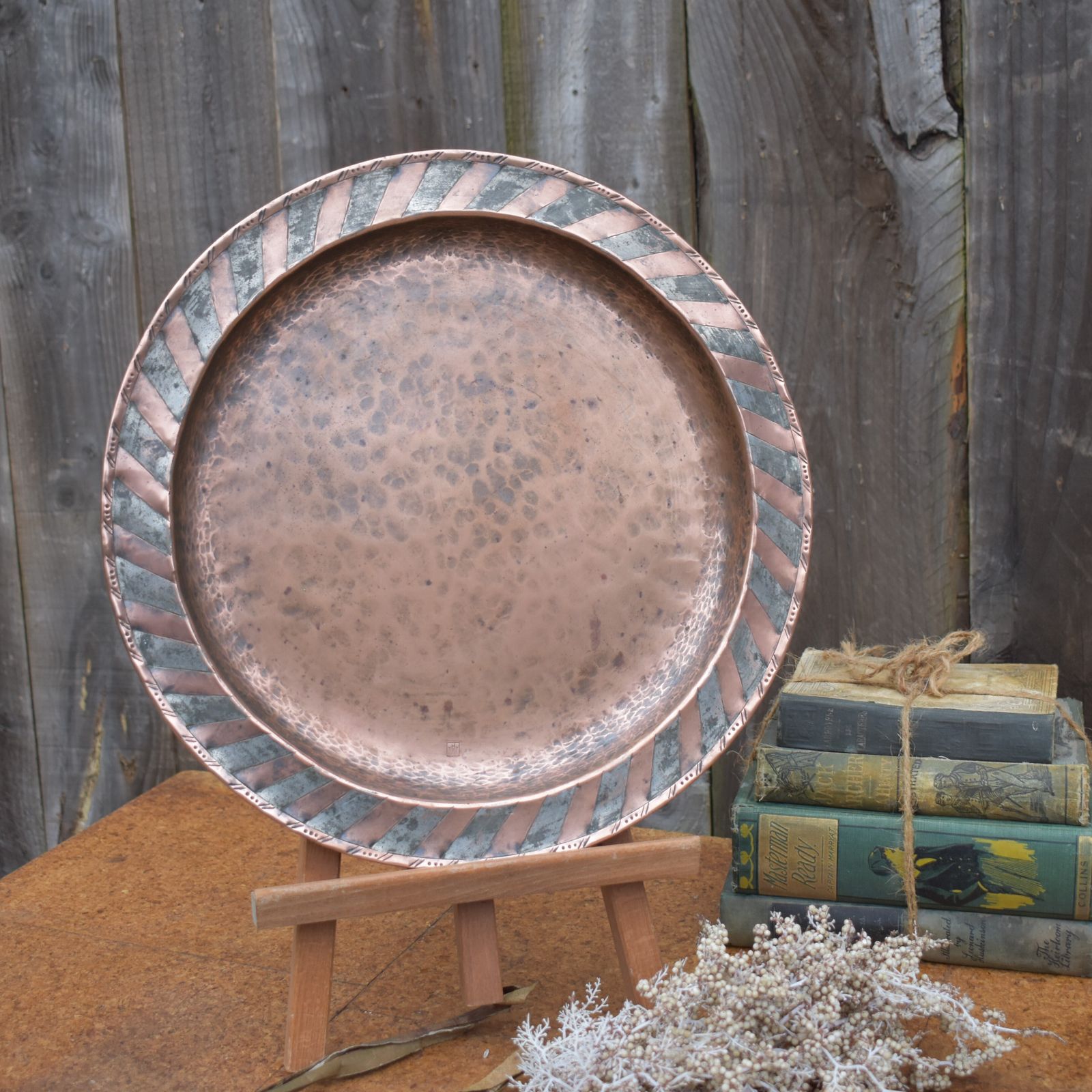 photo furniture Antique Hugh Wallis Arts And Crafts Copper Pewter Country House Butlers Tray